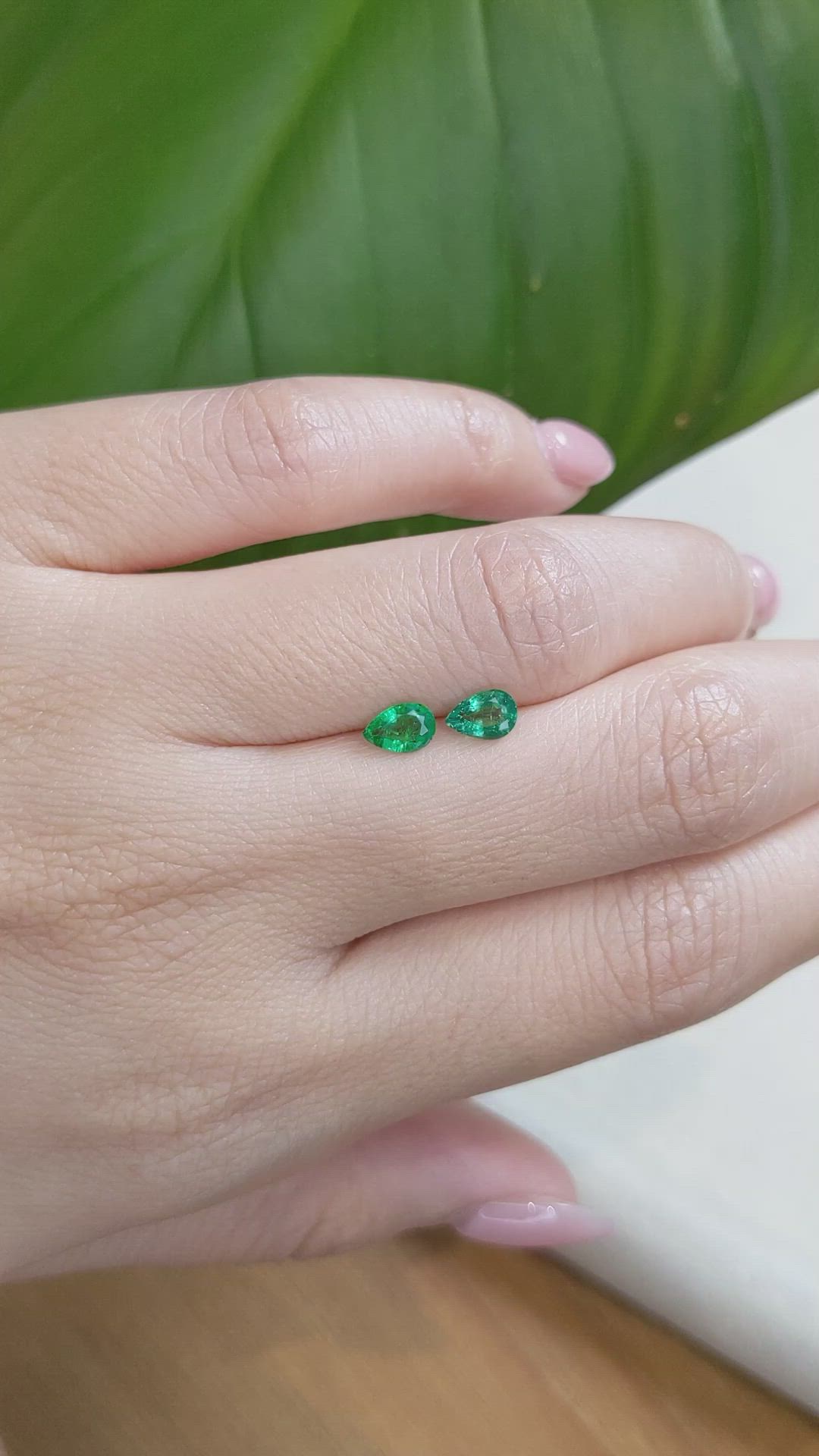 0.74 Ct.Tw.Total Carat Weight Emerald Pair from Zambia Size Video