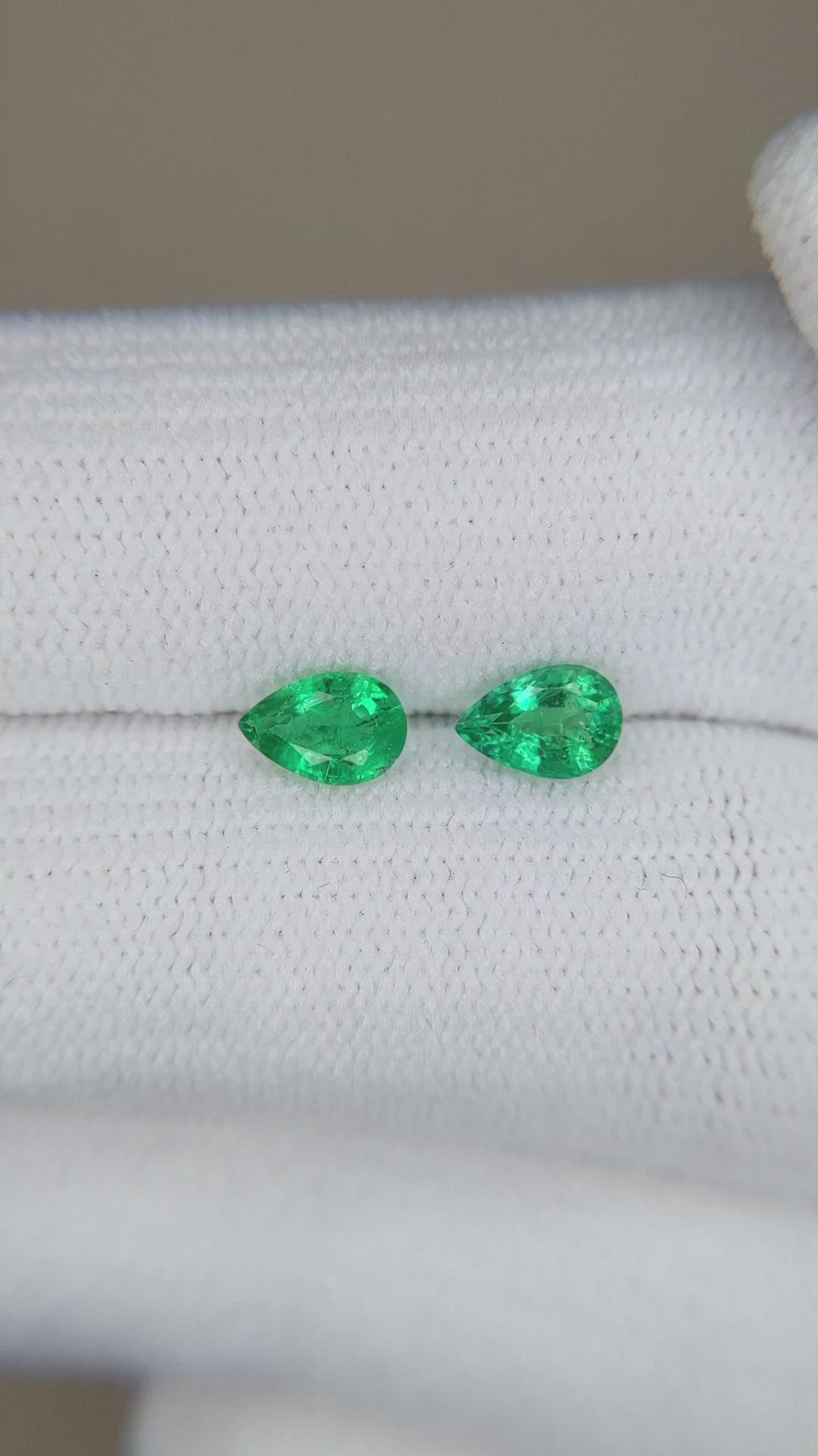0.74 Ct.Tw.Total Carat Weight Emerald Pair from Zambia Size Video
