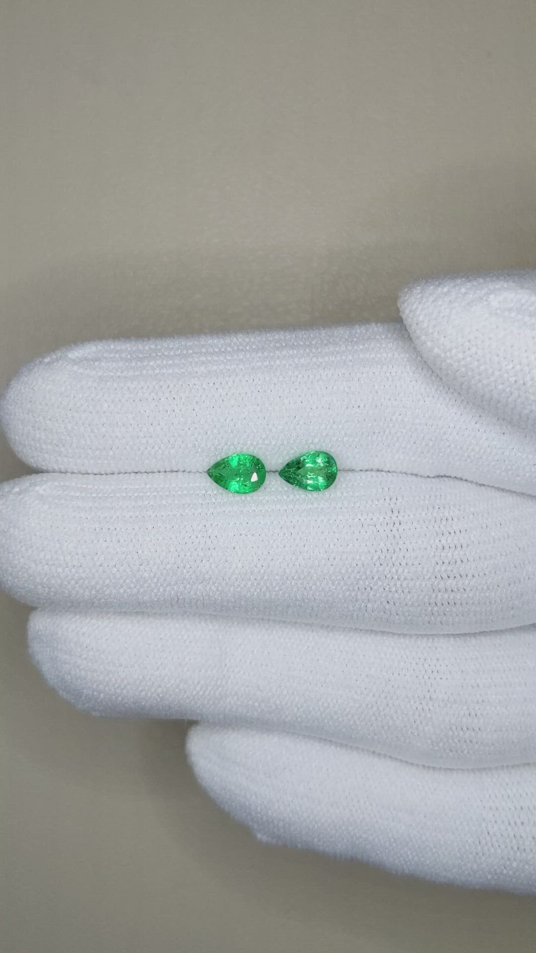 0.74 Ct.Tw.Total Carat Weight Emerald Pair from Zambia Size Video