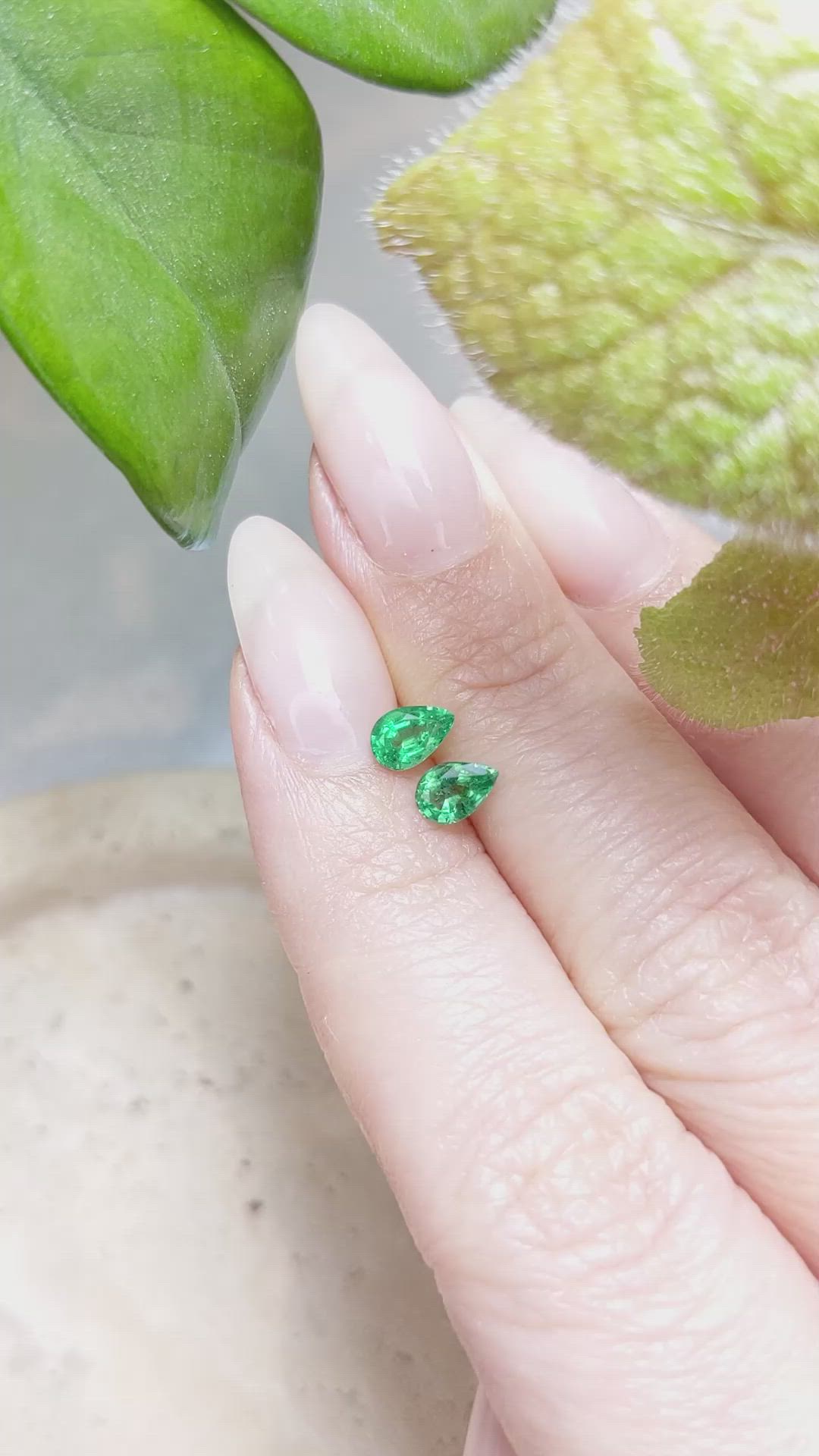 0.69 Ct.Tw.Total Carat Weight Emerald Pair from Zambia Size Video