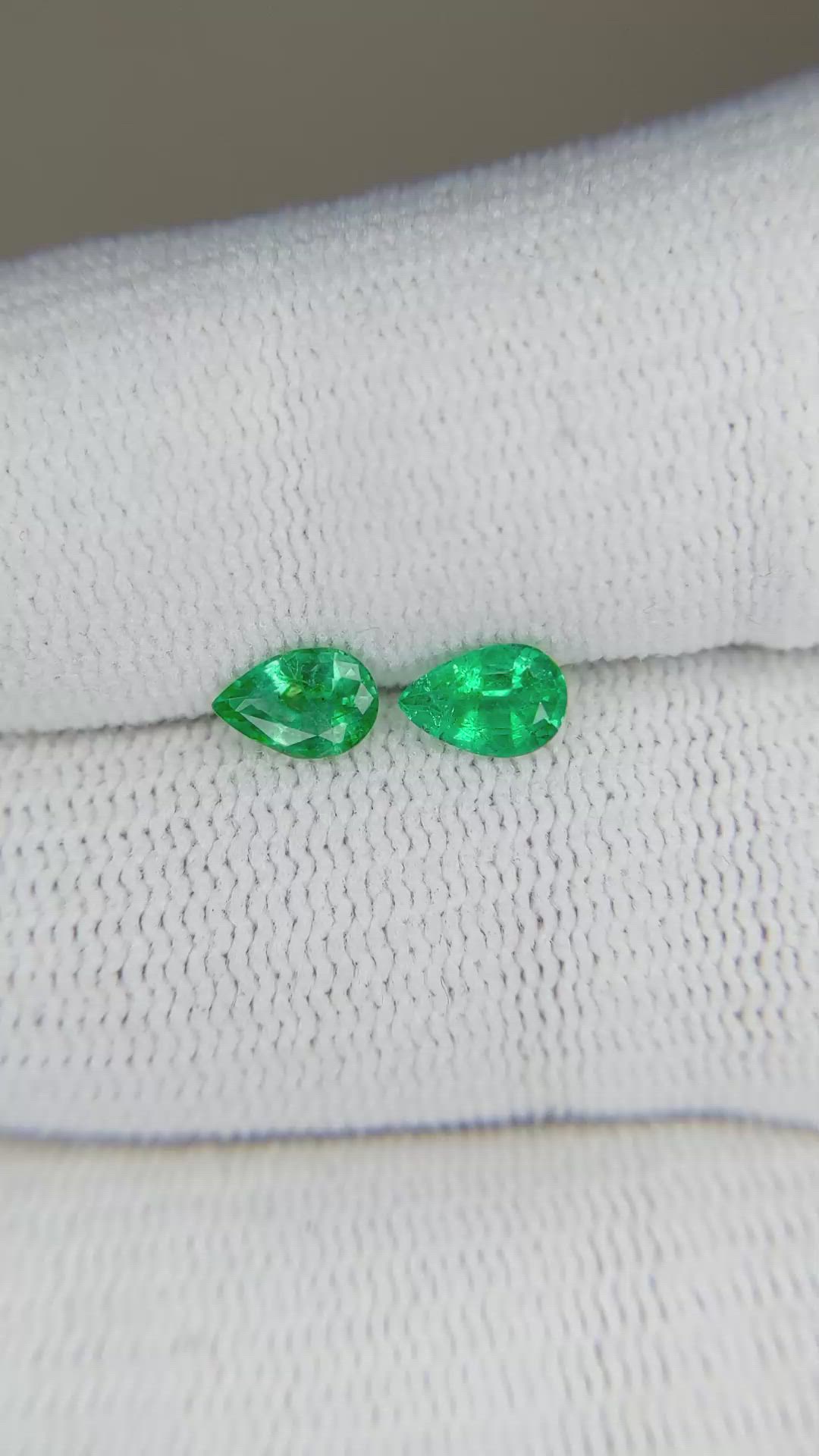 0.69 Ct.Tw.Total Carat Weight Emerald Pair from Zambia Size Video