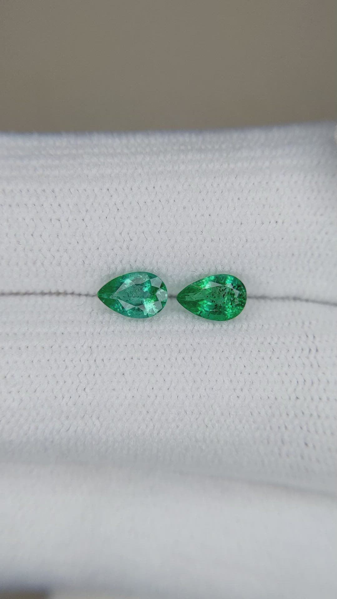0.79 Ct.Tw.Total Carat Weight Emerald Pair from Zambia Size Video