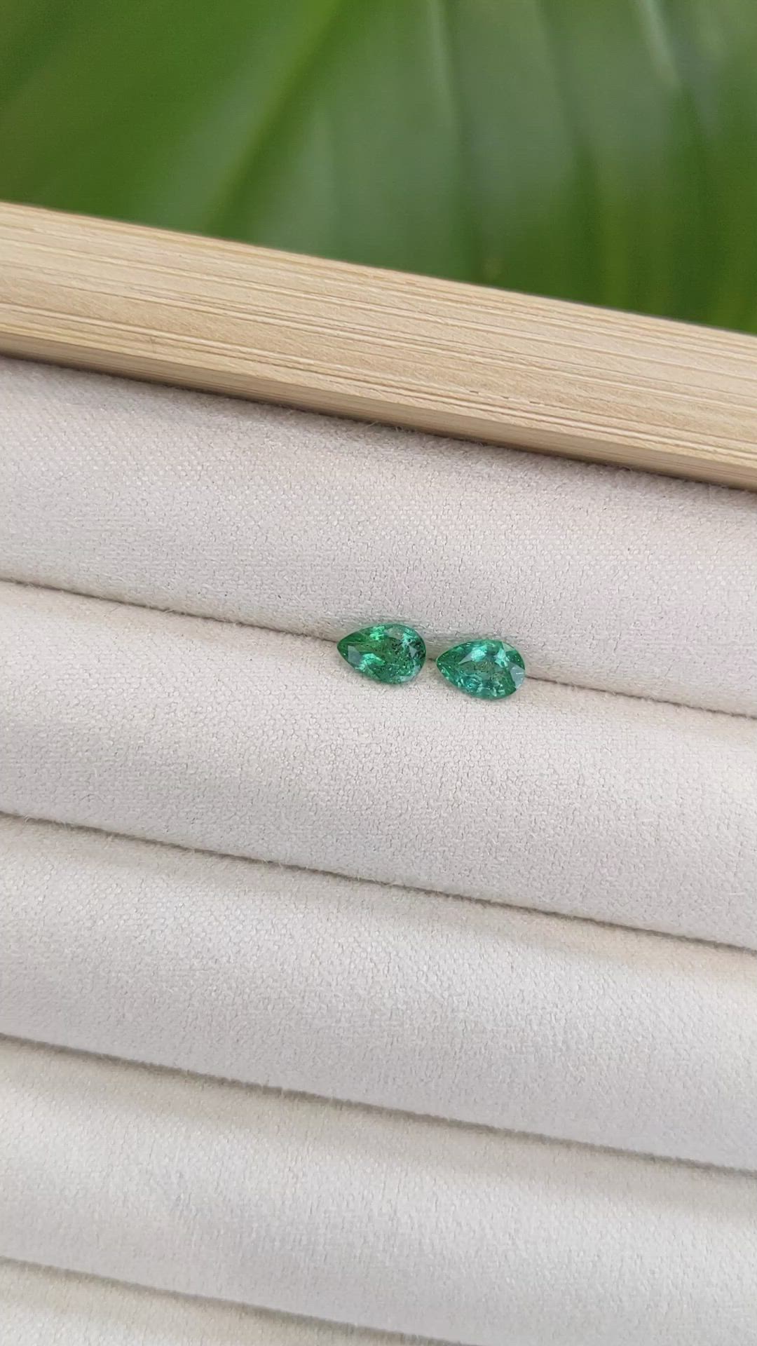 0.79 Ct.Tw.Total Carat Weight Emerald Pair from Zambia Size Video