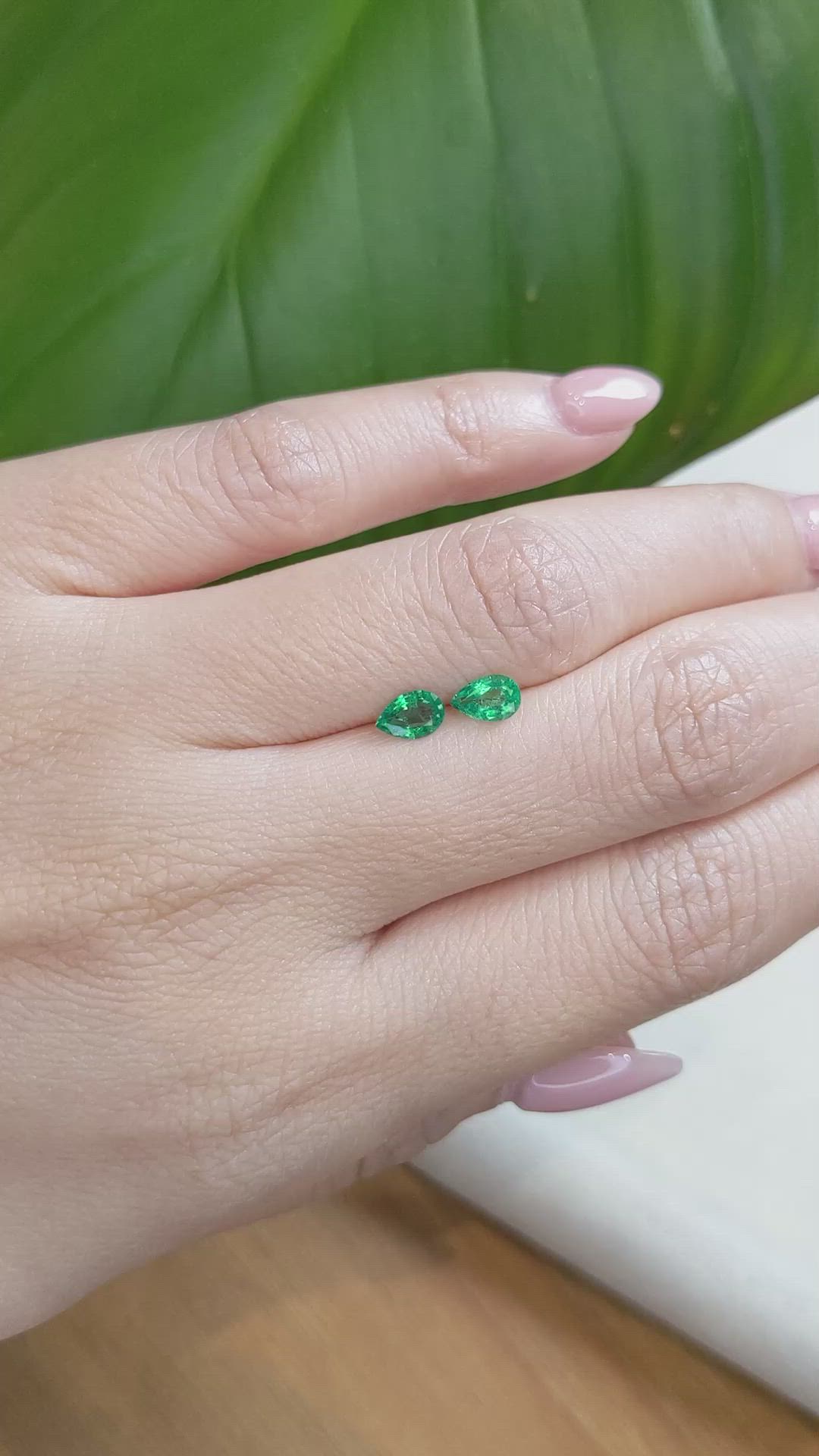 0.66&nbsp;Ct.Tw.Total Carat Weight Emerald Pair from Zambia Size Video