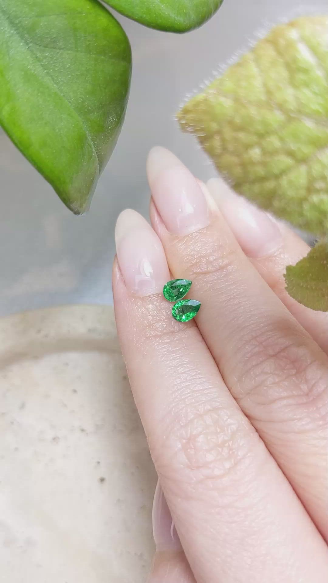 0.73 Ct.Tw.Total Carat Weight Emerald Pair from Zambia Size Video