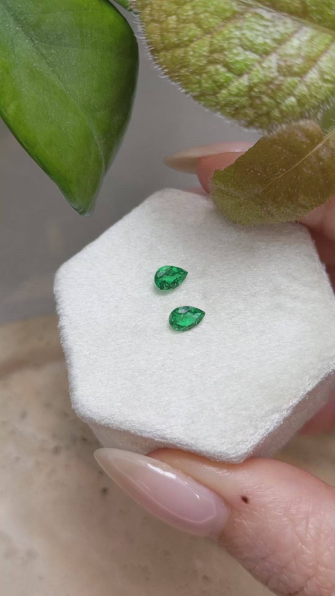 0.73 Ct.Tw.Total Carat Weight Emerald Pair from Zambia Size Video