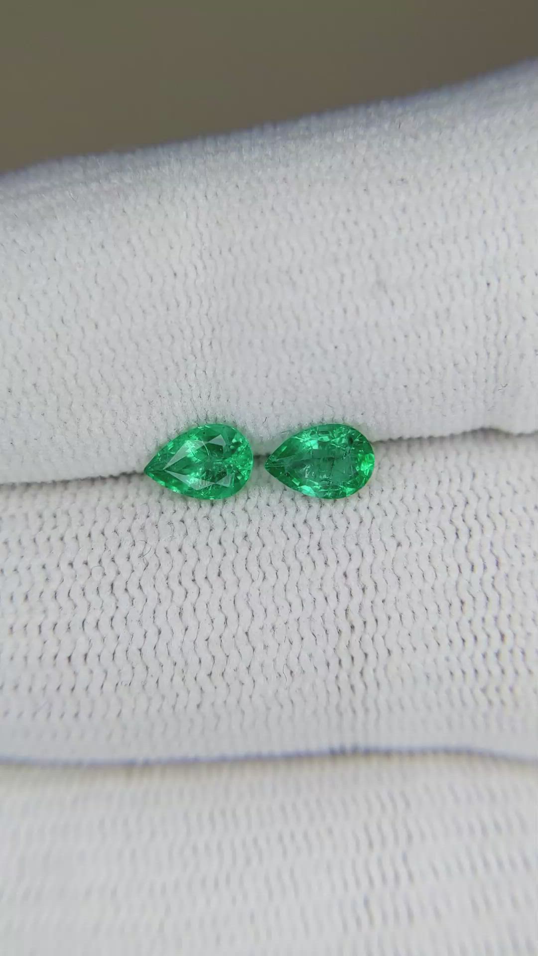 0.73 Ct.Tw.Total Carat Weight Emerald Pair from Zambia Size Video
