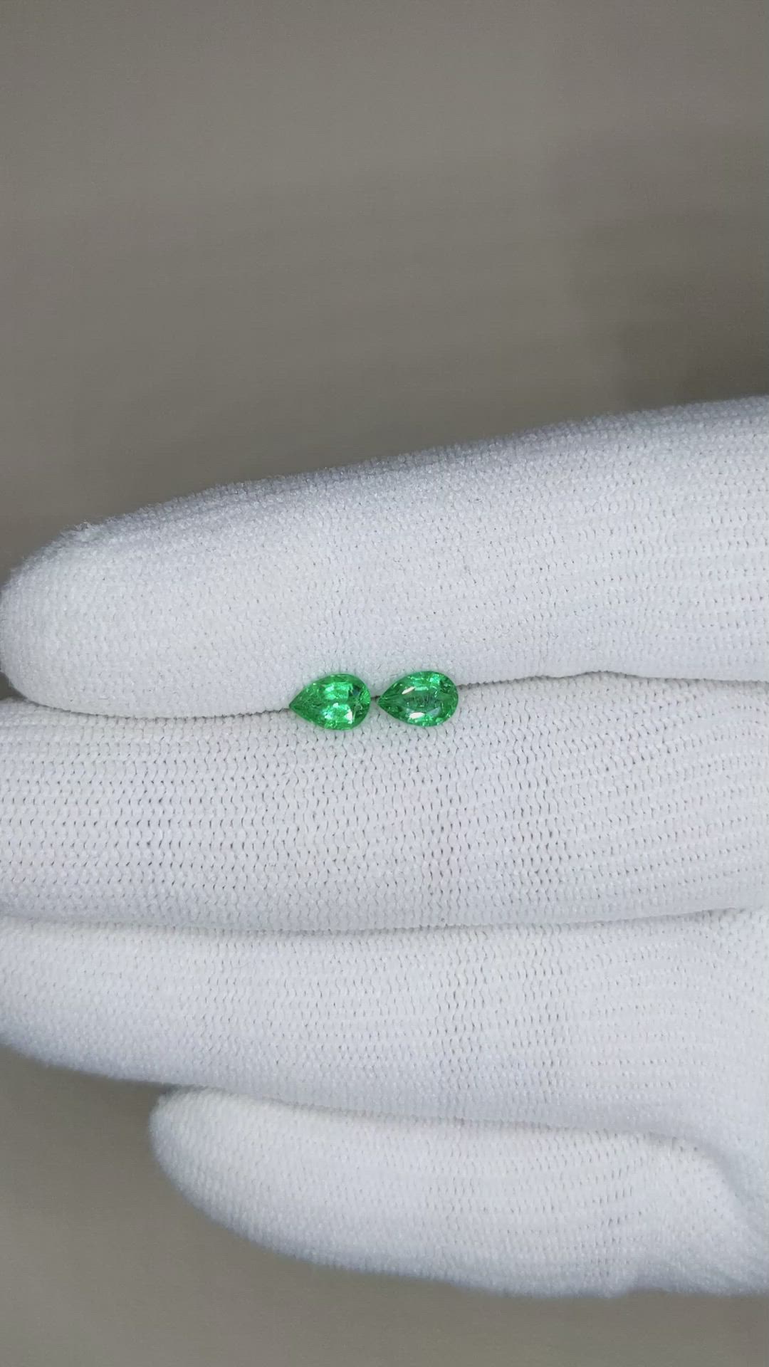 0.73 Ct.Tw.Total Carat Weight Emerald Pair from Zambia Size Video