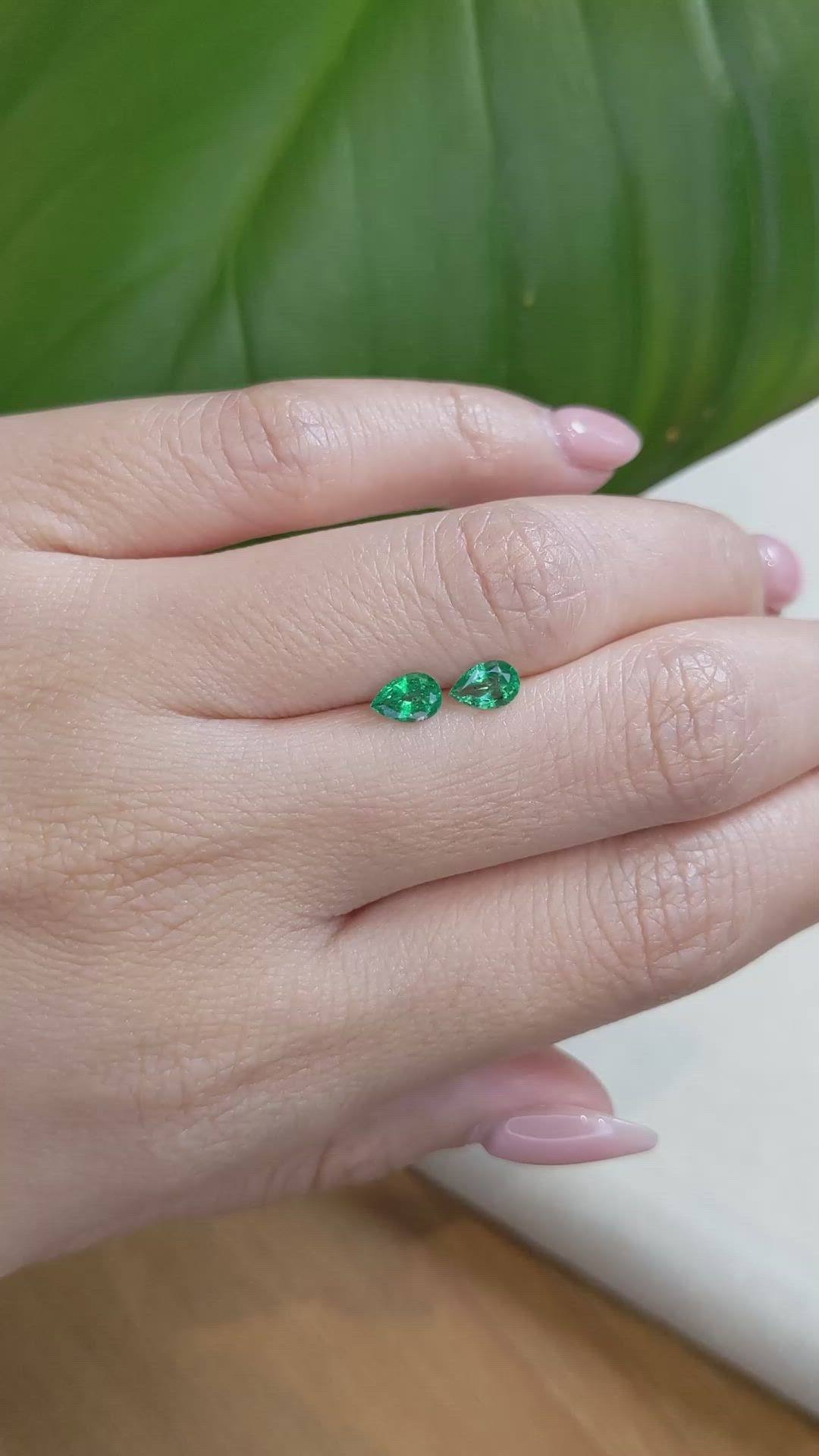 0.69 Ct.Tw.Total Carat Weight Emerald Pair from Zambia Size Video