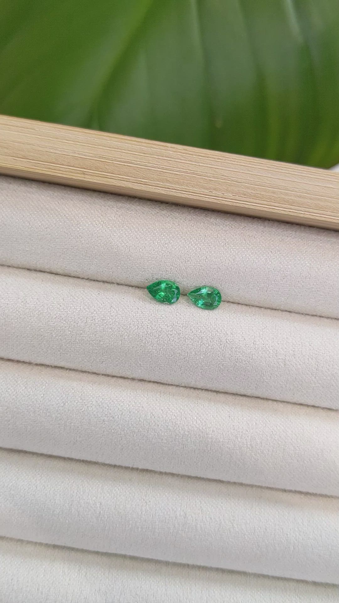 0.69 Ct.Tw.Total Carat Weight Emerald Pair from Zambia Size Video