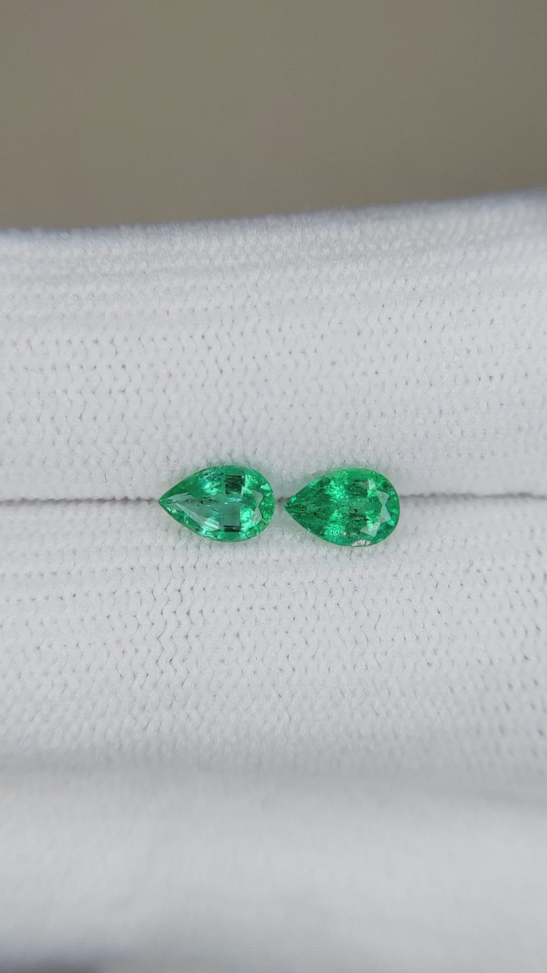 0.69 Ct.Tw.Total Carat Weight Emerald Pair from Zambia Size Video