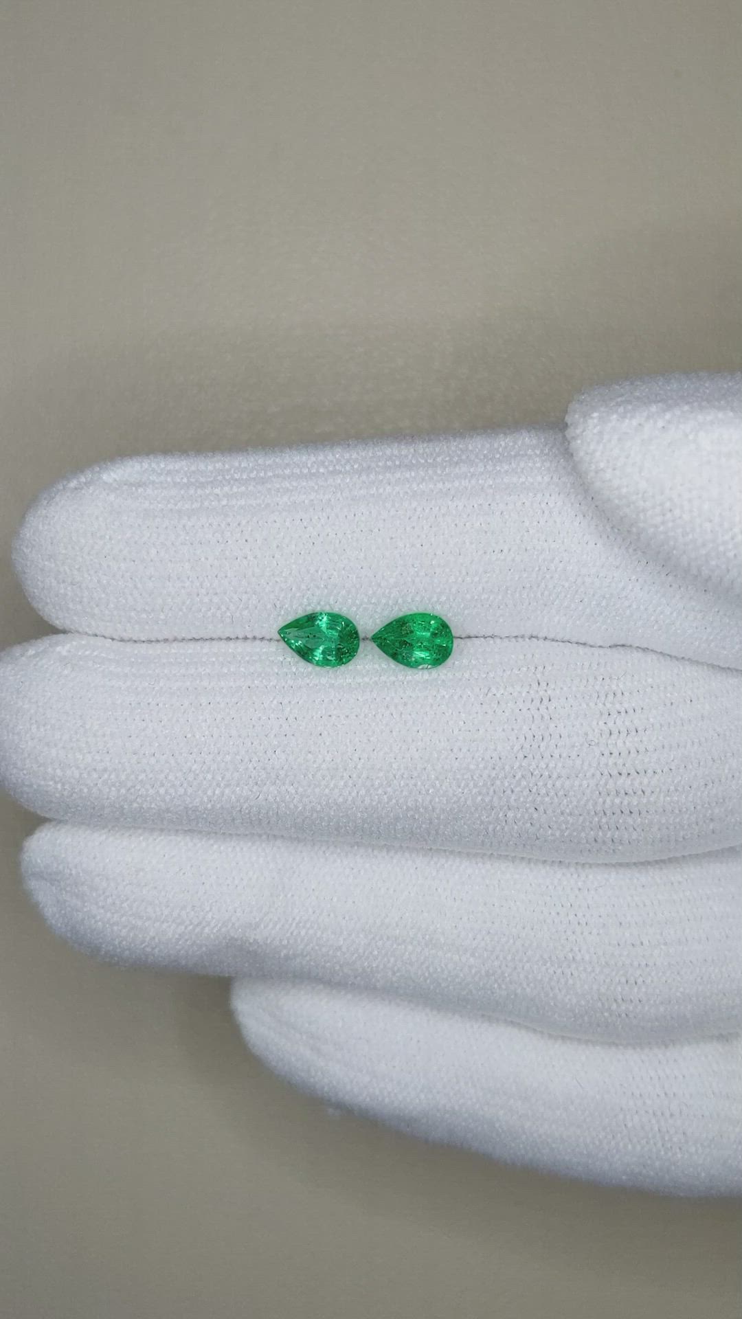 0.69 Ct.Tw.Total Carat Weight Emerald Pair from Zambia Size Video