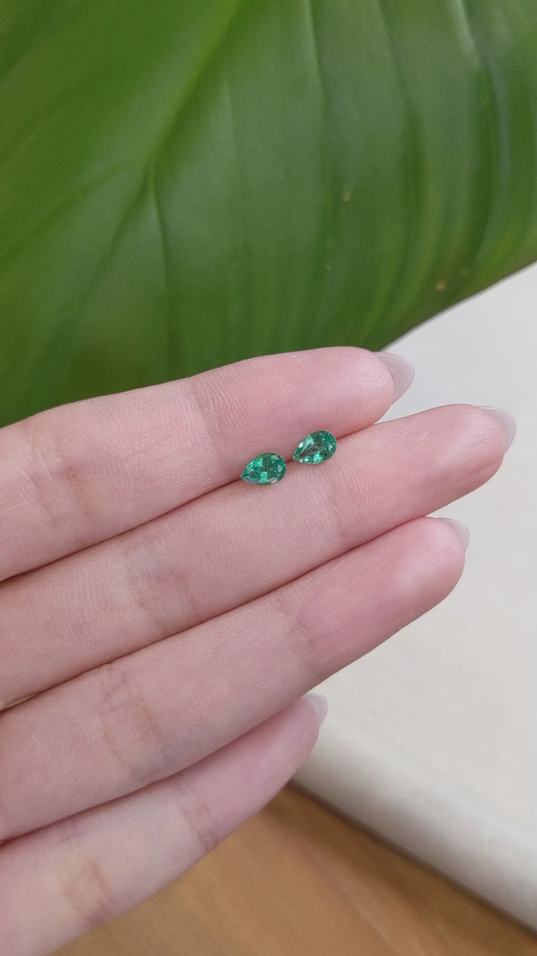 0.69 Ct.Tw.Total Carat Weight Emerald Pair from Zambia Size Video