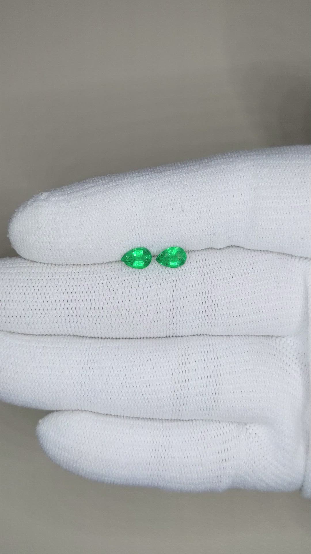 0.86 Ct.Tw.Total Carat Weight Emerald Pair from Zambia Size Video