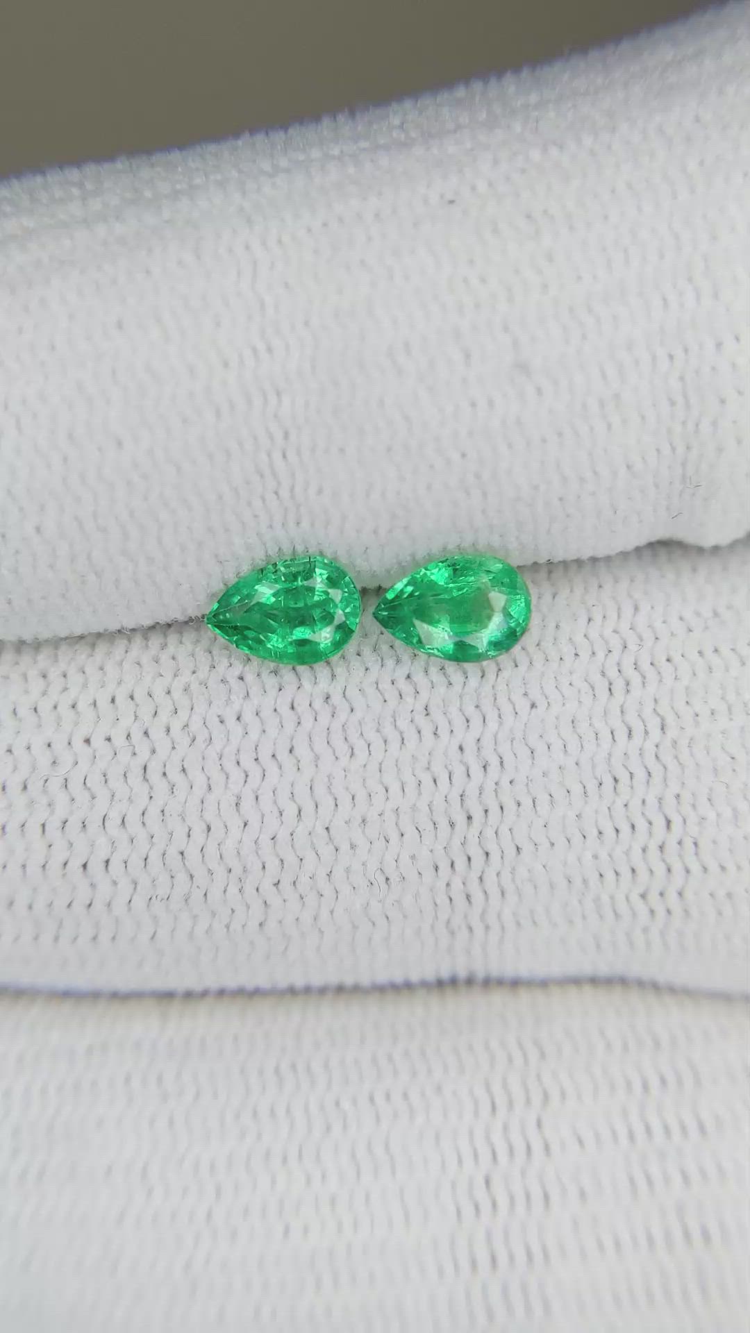 0.86 Ct.Tw.Total Carat Weight Emerald Pair from Zambia Size Video