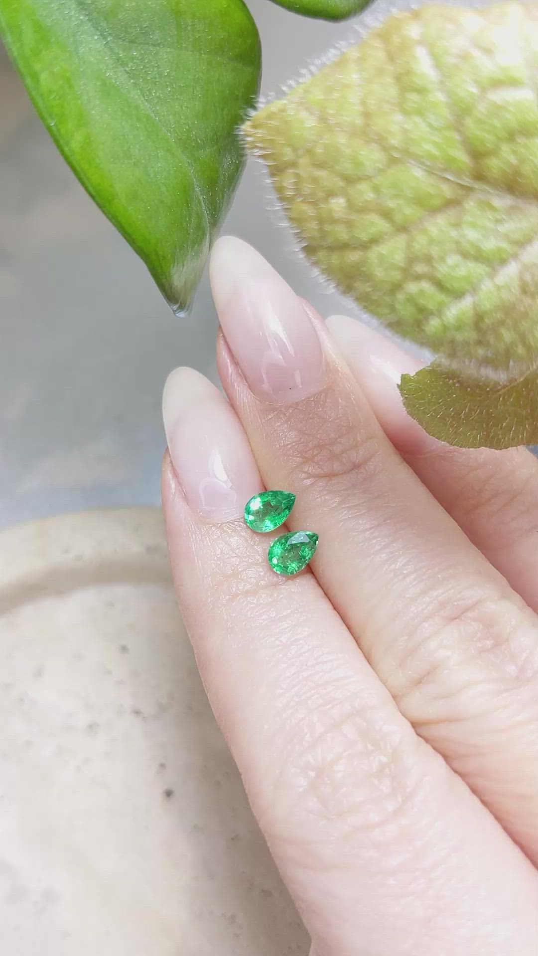0.86 Ct.Tw.Total Carat Weight Emerald Pair from Zambia Size Video