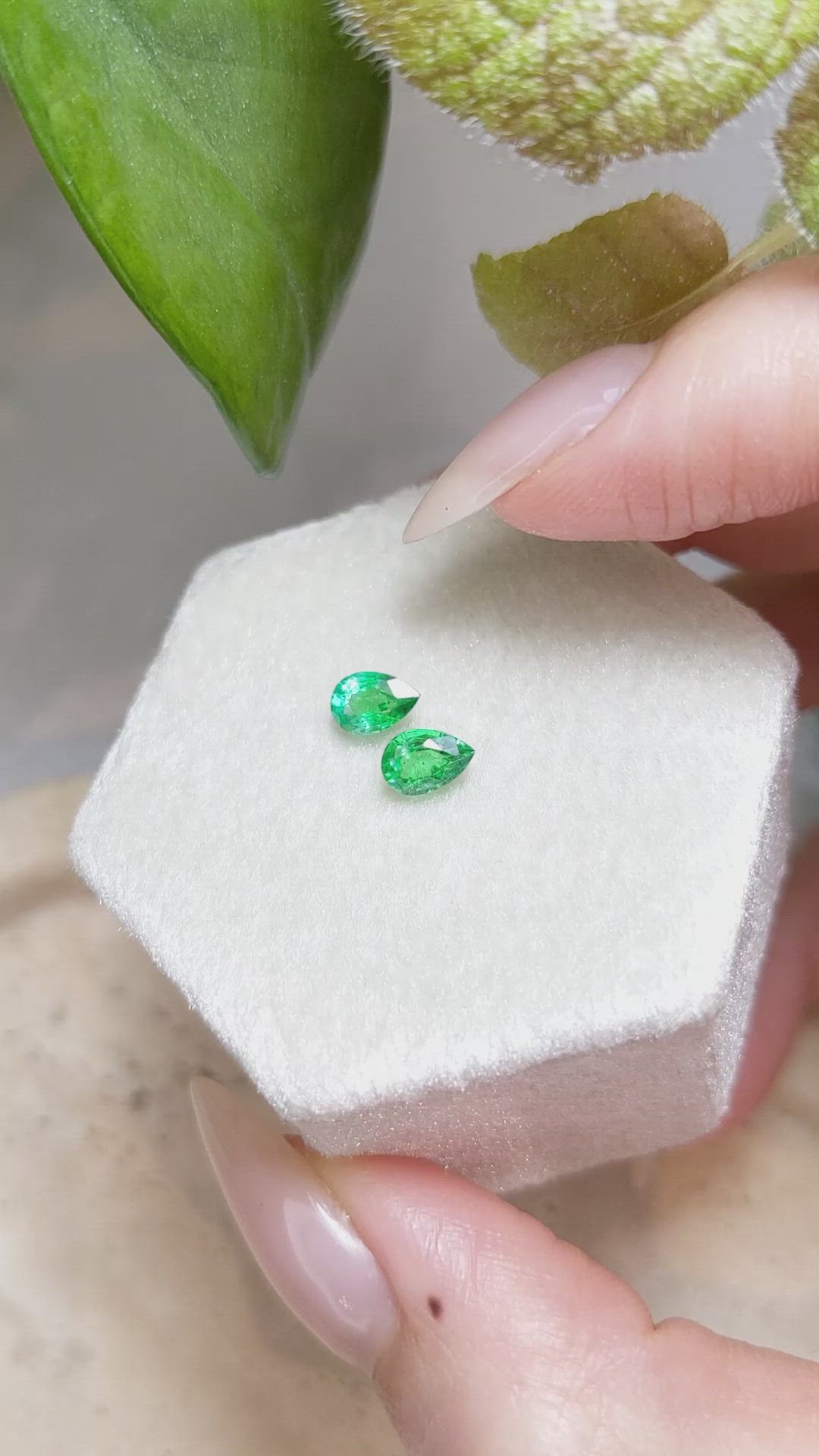 0.86 Ct.Tw.Total Carat Weight Emerald Pair from Zambia Size Video
