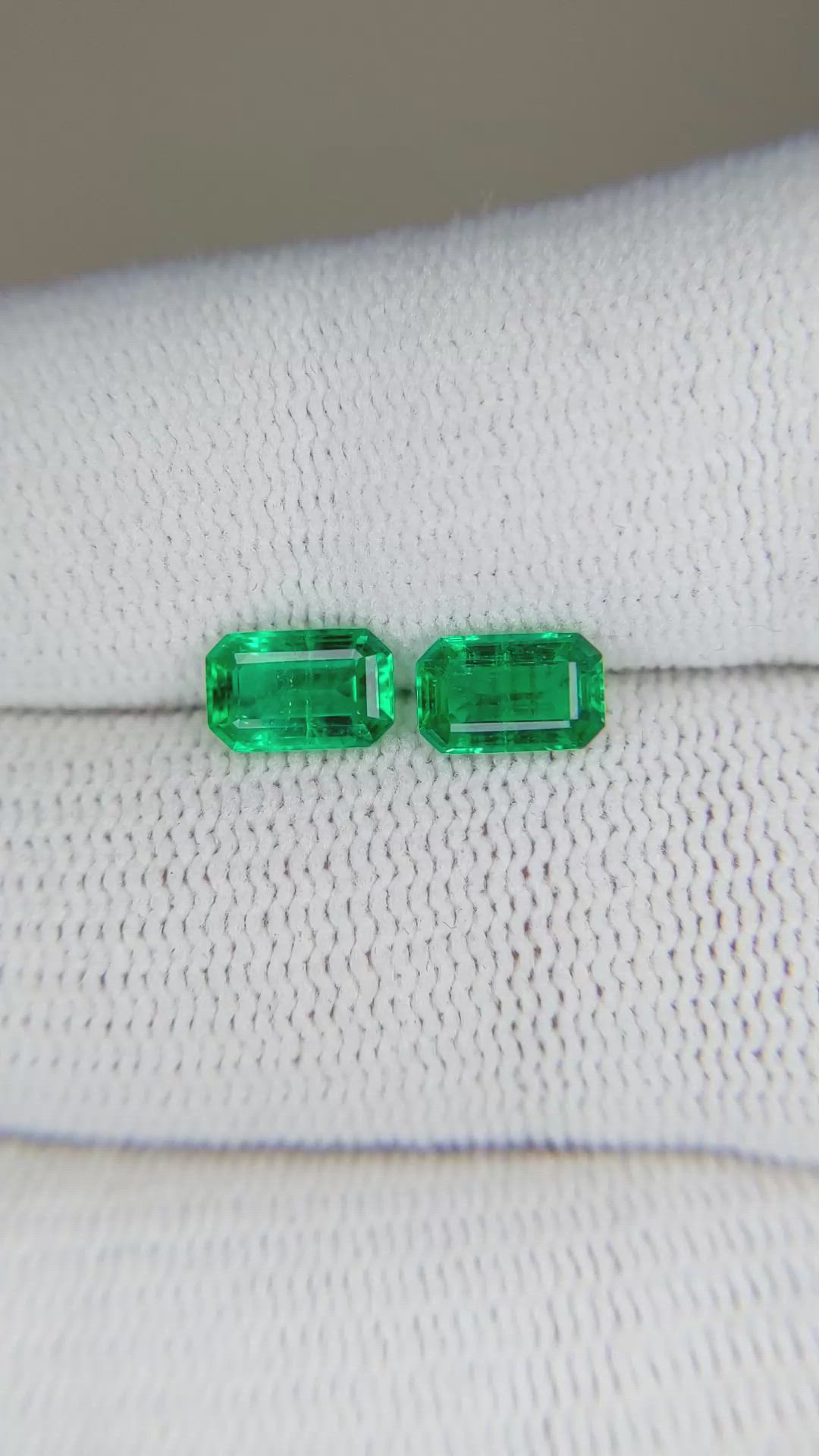 1.30 Ct.Tw.Total Carat Weight Emerald Pair from Afghanistan Size Video