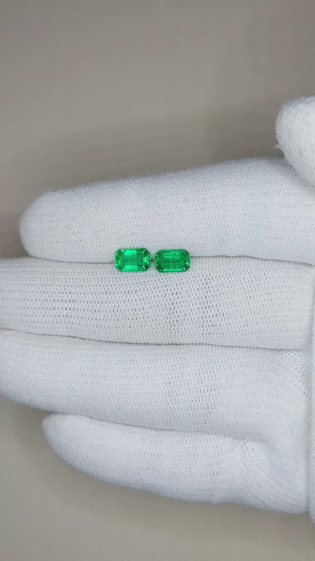 1.30 Ct.Tw.Total Carat Weight Emerald Pair from Afghanistan Size Video