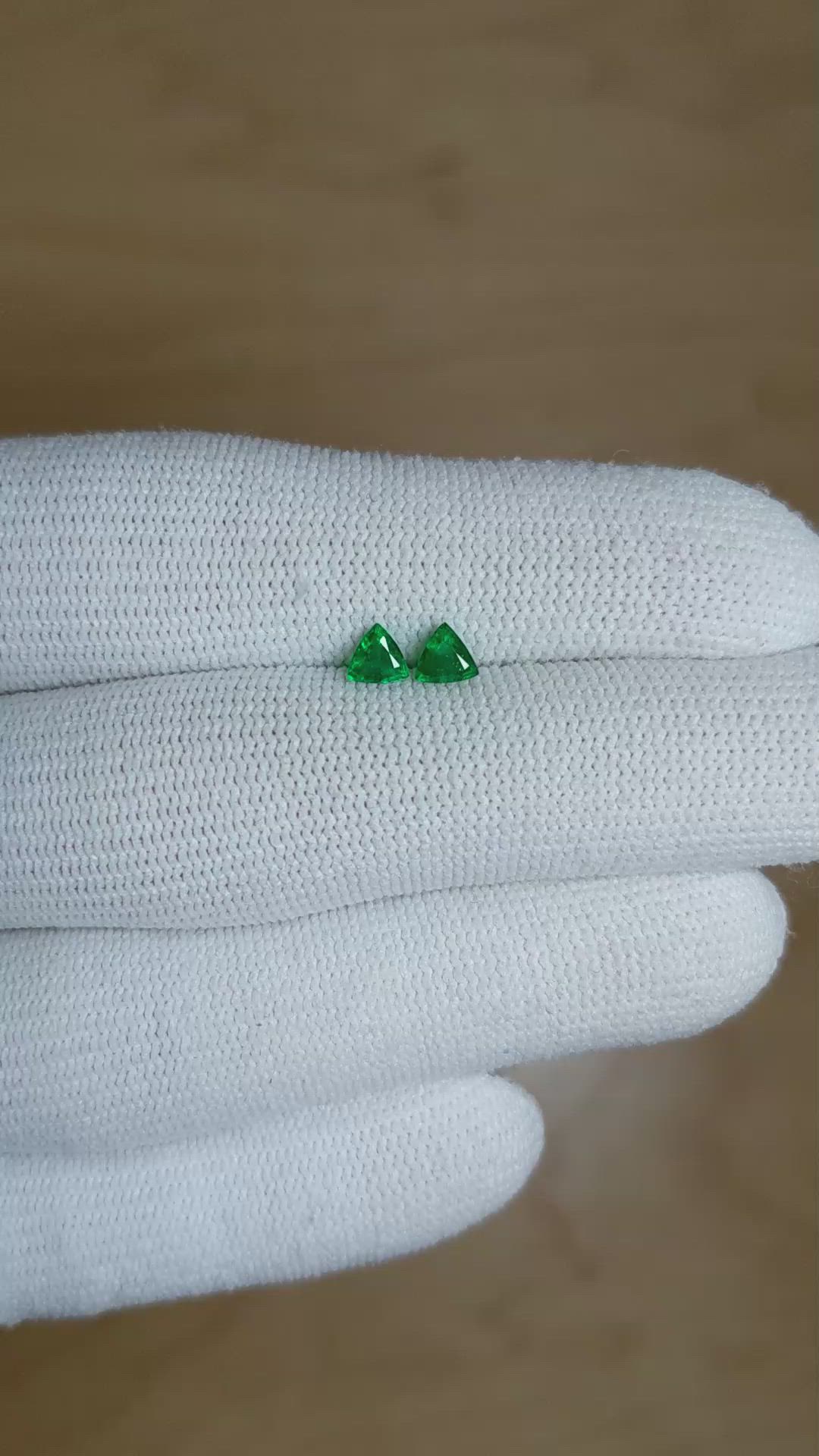 0.52 Ct.Tw.Total Carat Weight Emerald Pair from Zambia Size Video