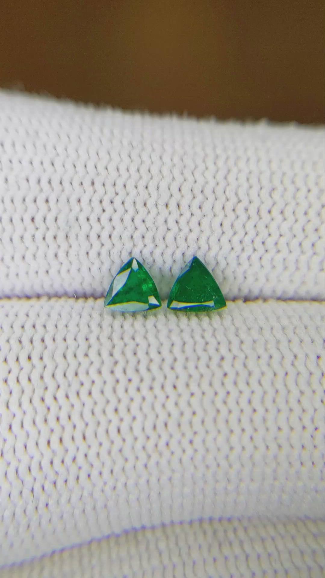 0.52 Ct.Tw.Total Carat Weight Emerald Pair from Zambia Size Video