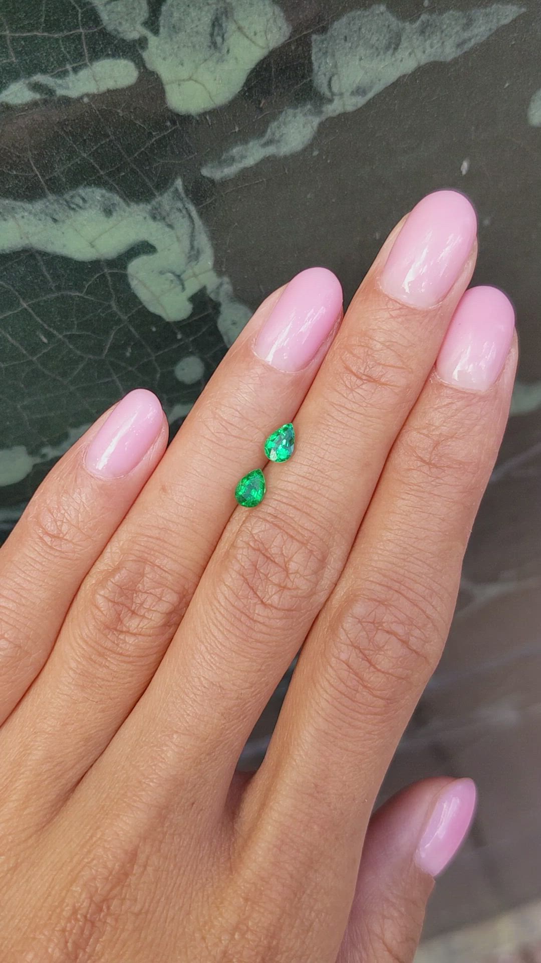 0.68 Ct.Tw.Total Carat Weight Emerald Pair from Zambia Size Video