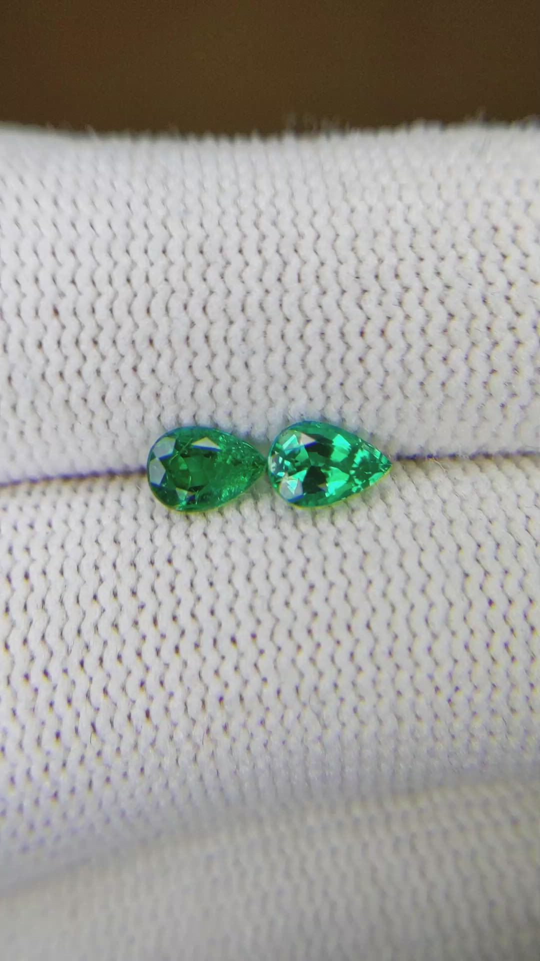 0.68 Ct.Tw.Total Carat Weight Emerald Pair from Zambia Size Video
