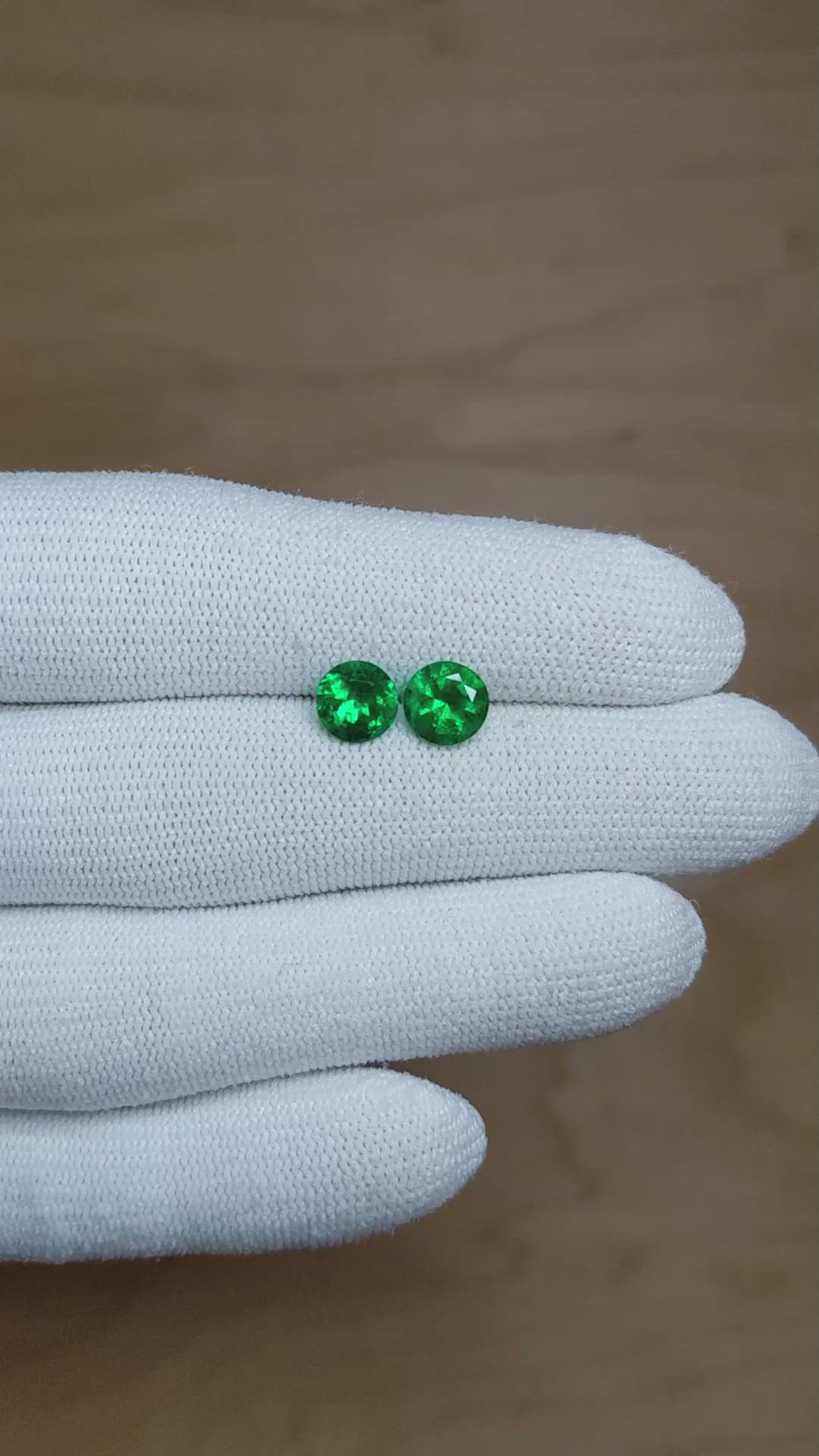 1.93 Ct.Tw.Total Carat Weight Emerald Pair from Zambia Size Video
