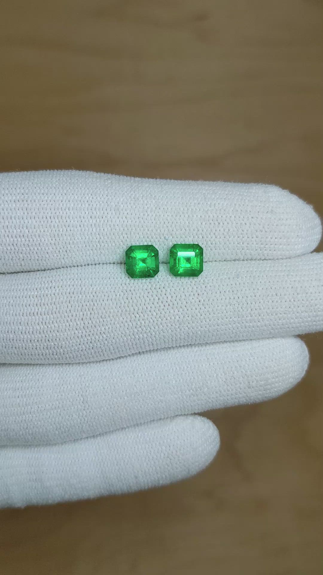 1.86 Ct.Tw.Total Carat Weight Emerald Pair from Colombia Size Video