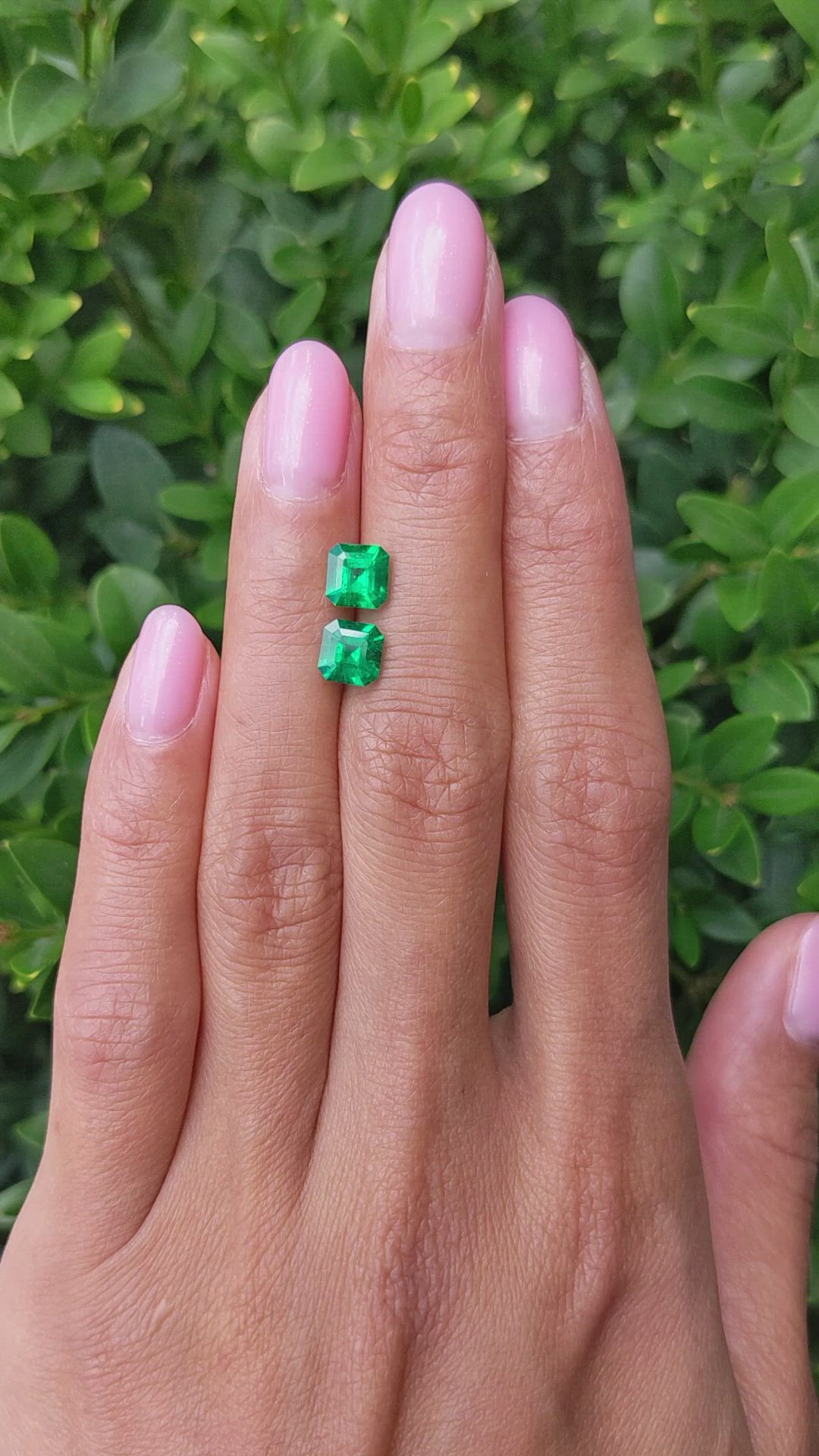 1.86 Ct.Tw.Total Carat Weight Emerald Pair from Colombia Size Video