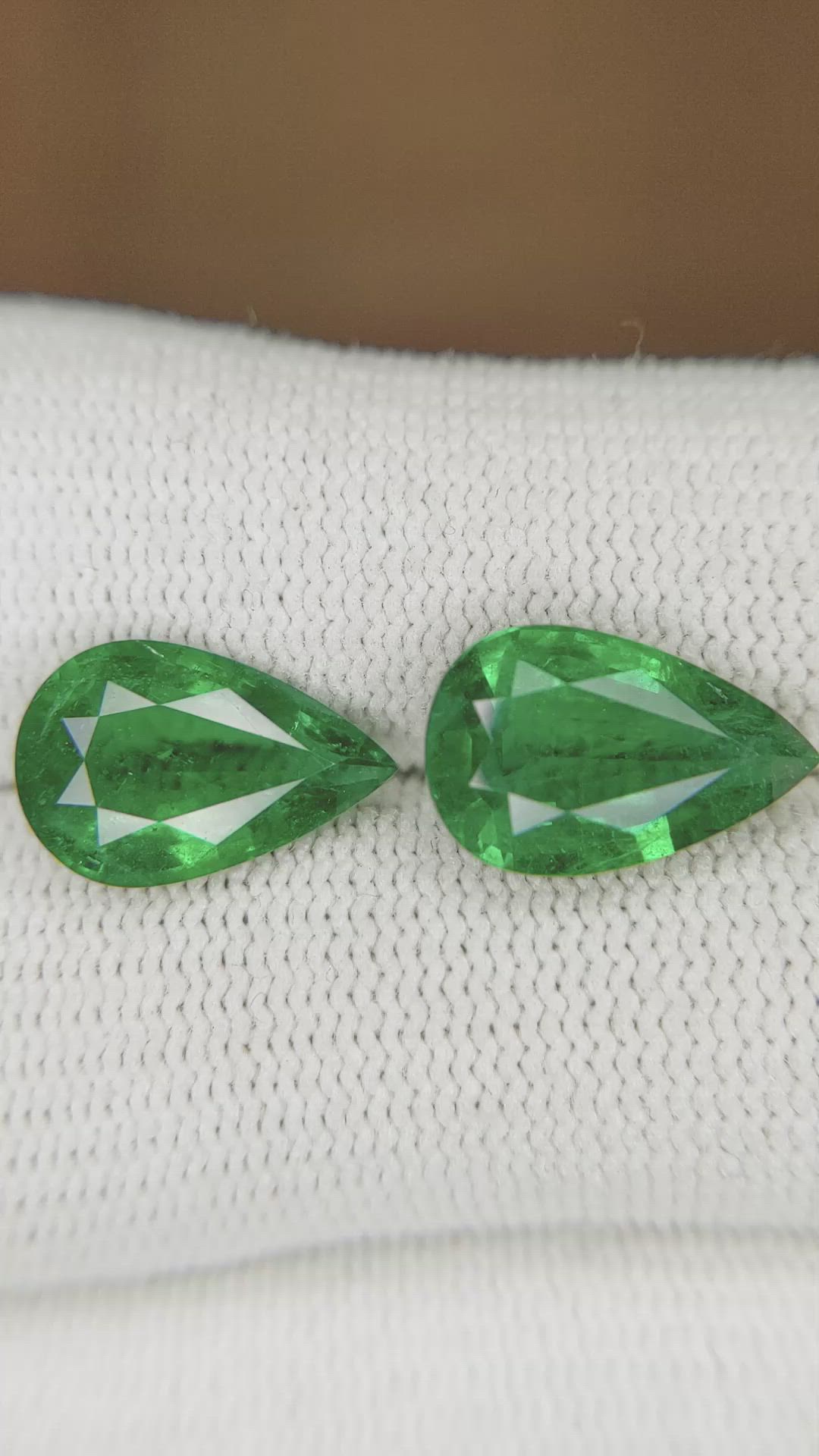 6.77 Ct.Tw.Total Carat Weight Emerald Pair from Zambia Size Video