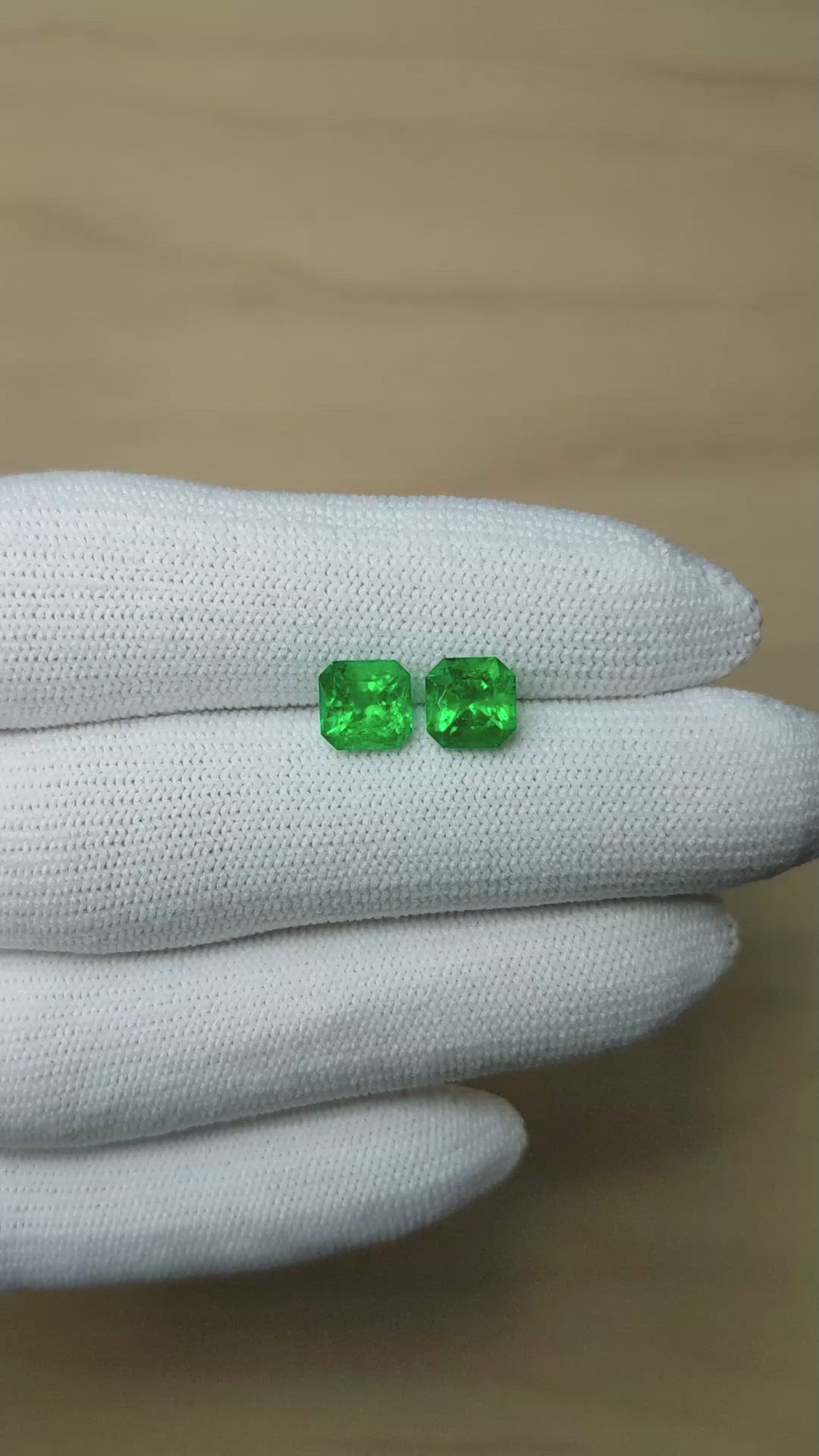 2.44&nbsp;Ct.Tw.Total Carat Weight Emerald Pair from Zambia Size Video