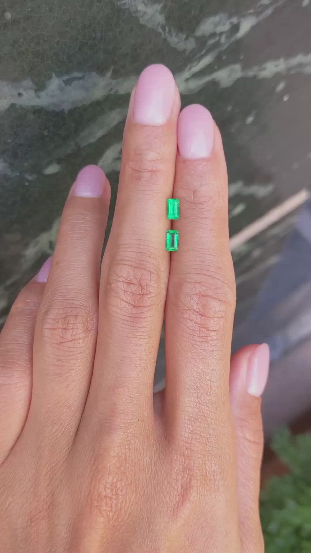 0.54 Ct.Tw.Total Carat Weight Emerald Pair from Afghanistan Size Video