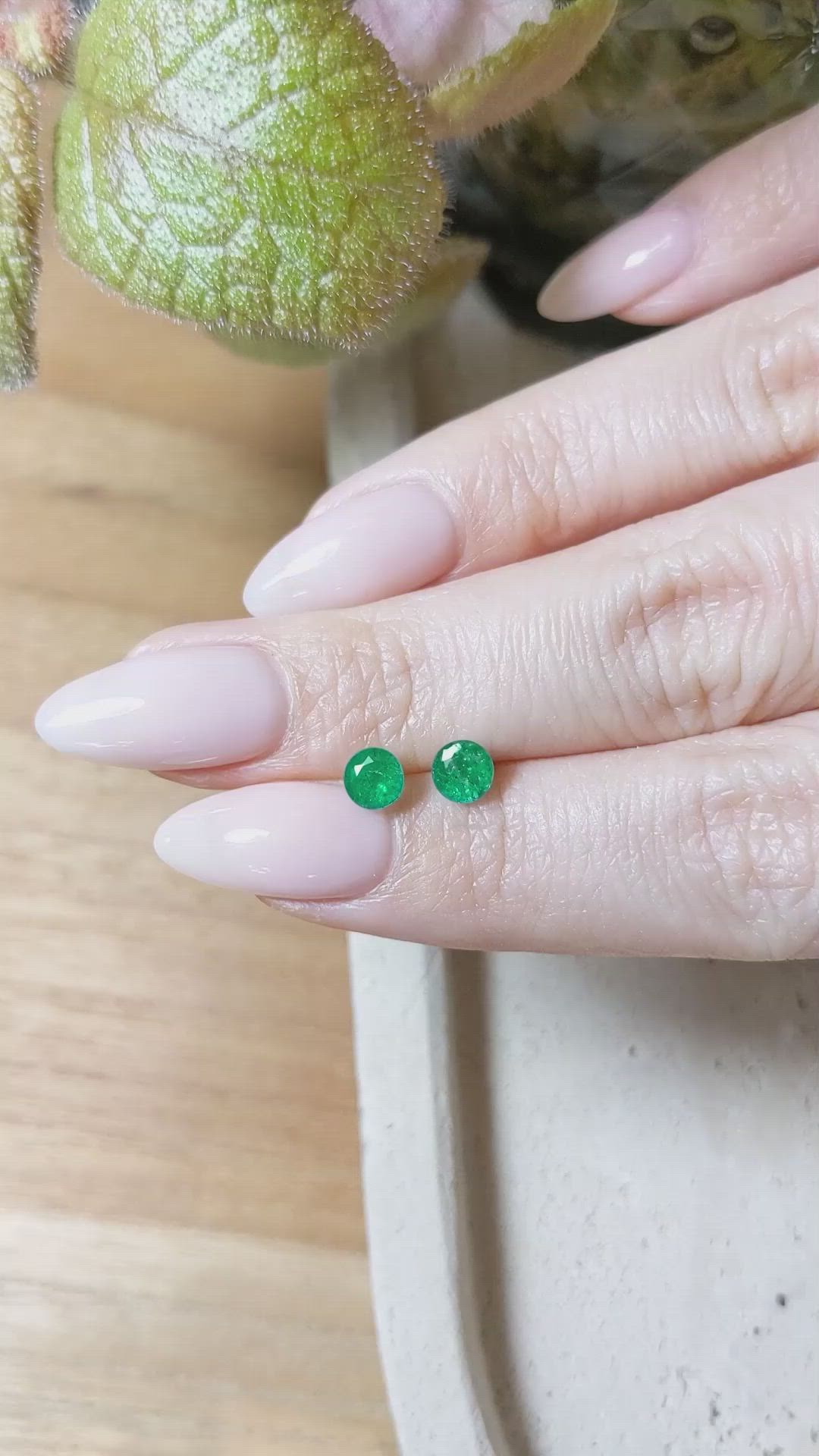 1.07 Ct.Tw.Total Carat Weight Emerald Pair from Zambia Size Video