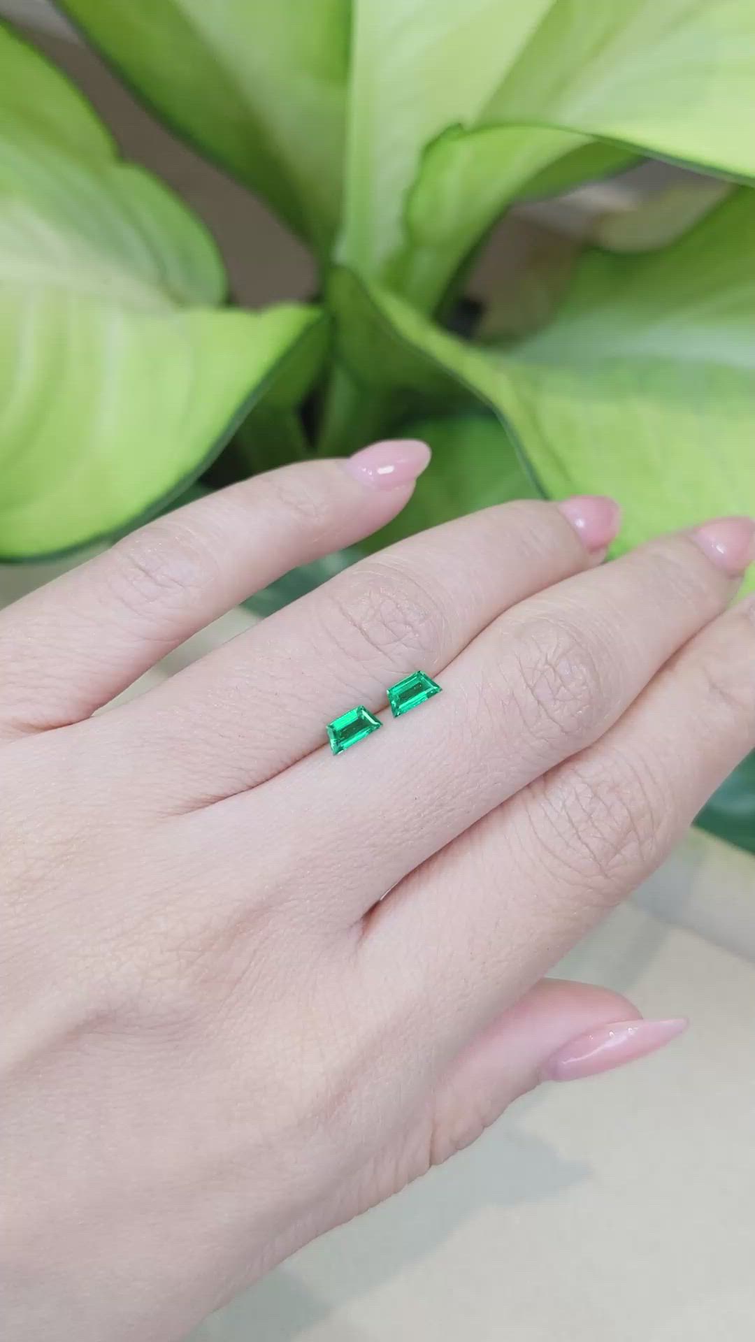 0.62 Ct.Tw.Total Carat Weight Emerald Pair from Zambia Size Video