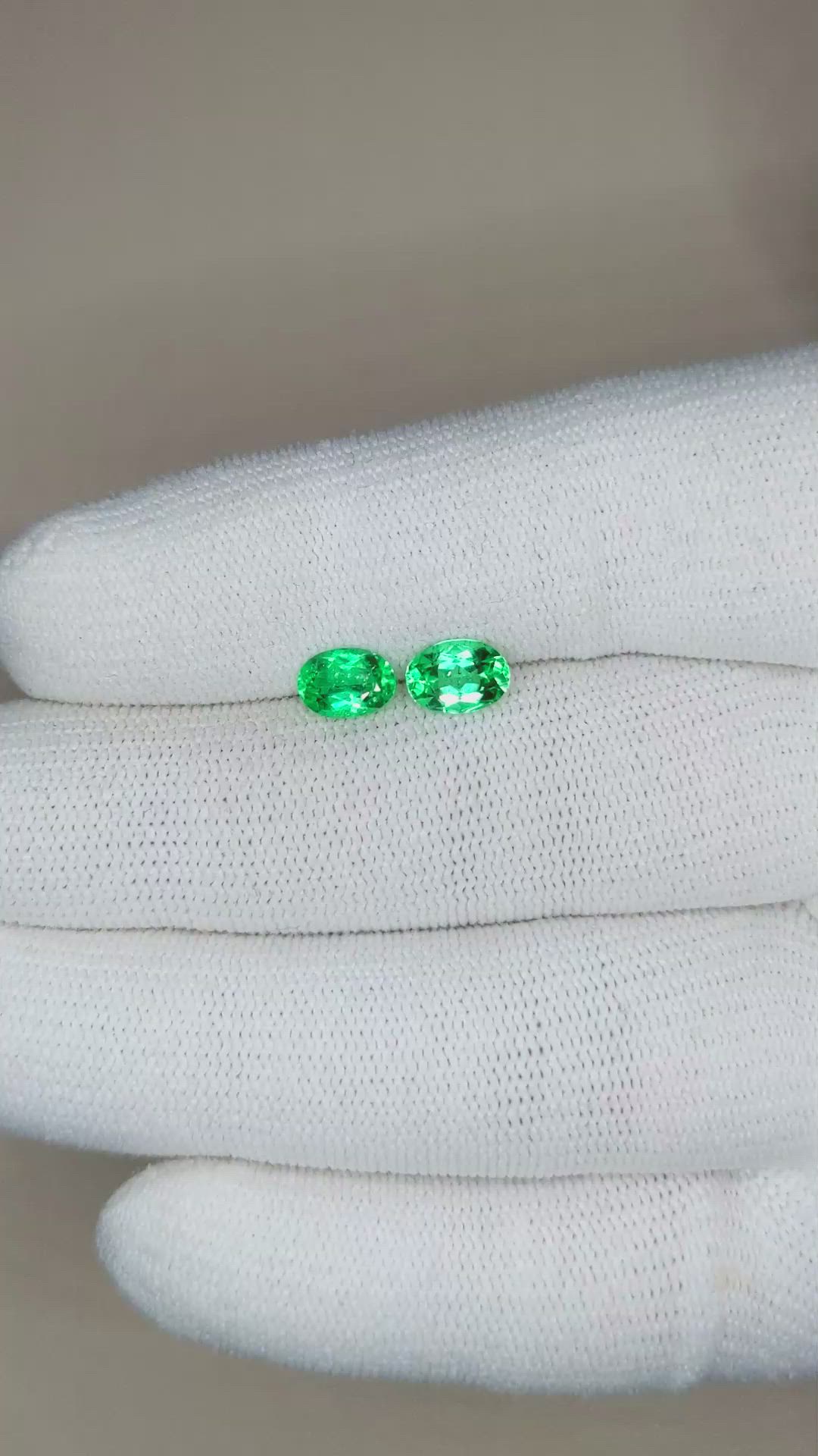 1.31 Ct.Tw.Total Carat Weight Emerald Pair from Afghanistan Size Video