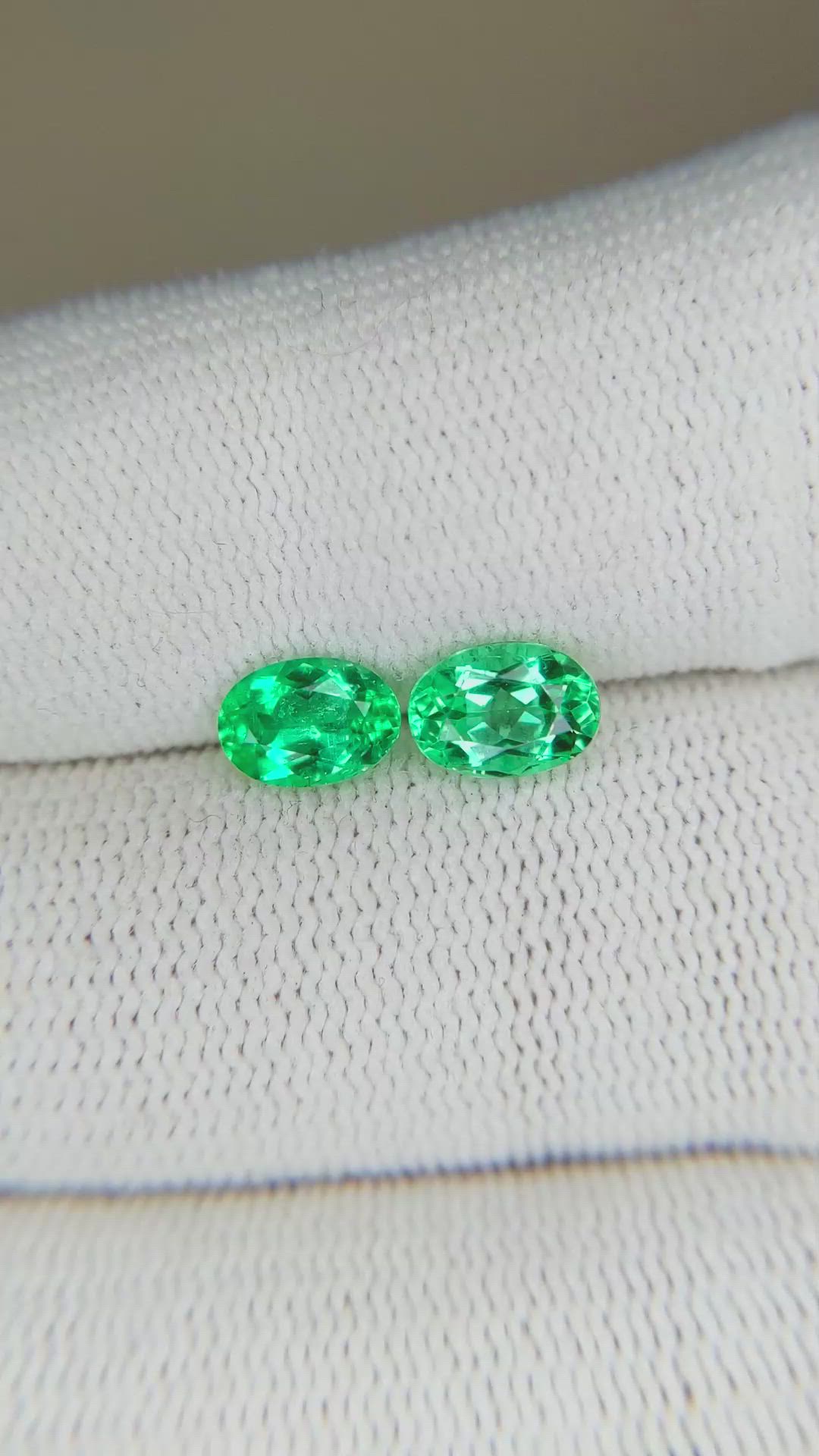 1.31 Ct.Tw.Total Carat Weight Emerald Pair from Afghanistan Size Video