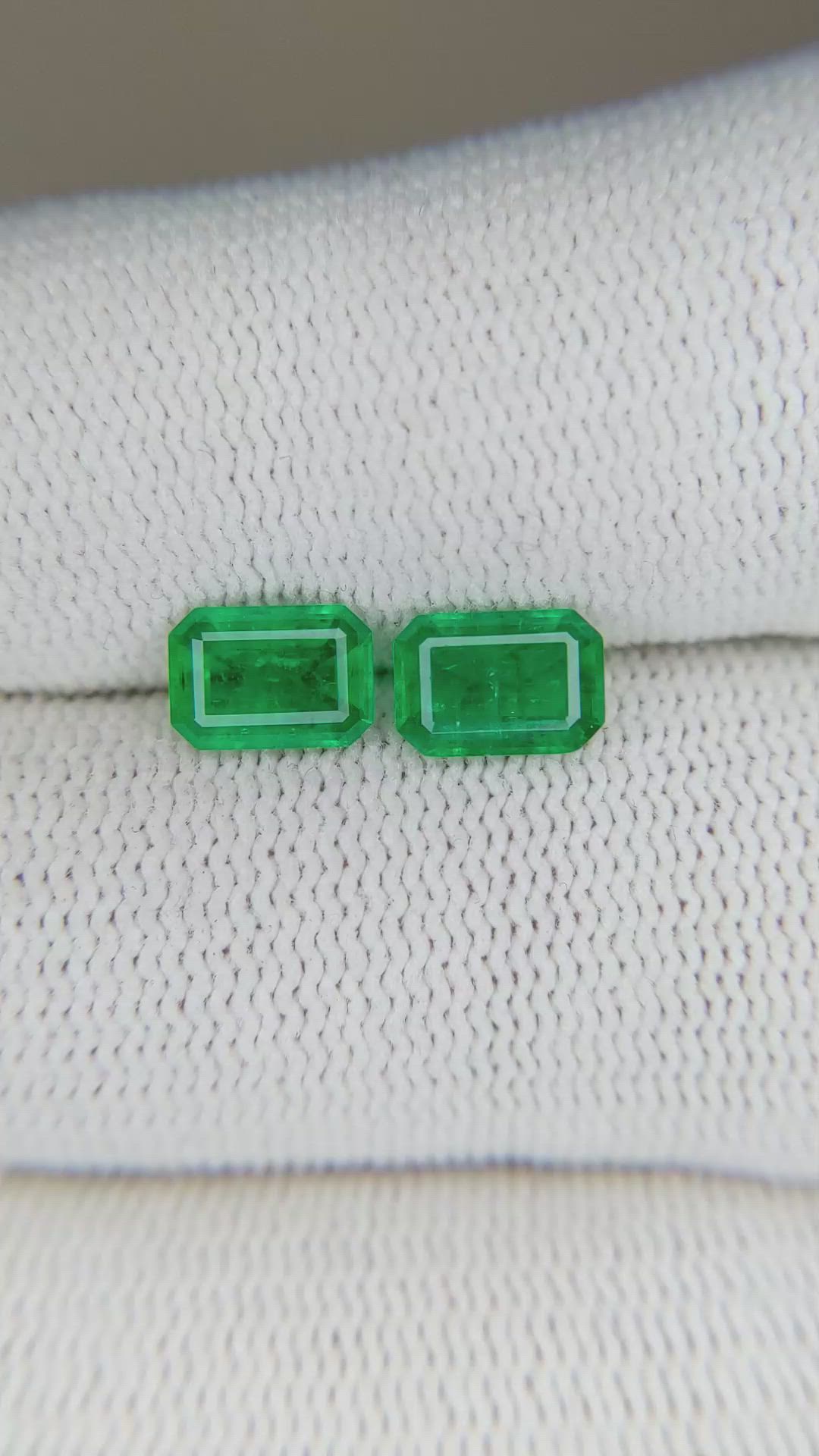 1.38 Ct.Tw.Total Carat Weight Emerald Pair from Afghanistan Size Video