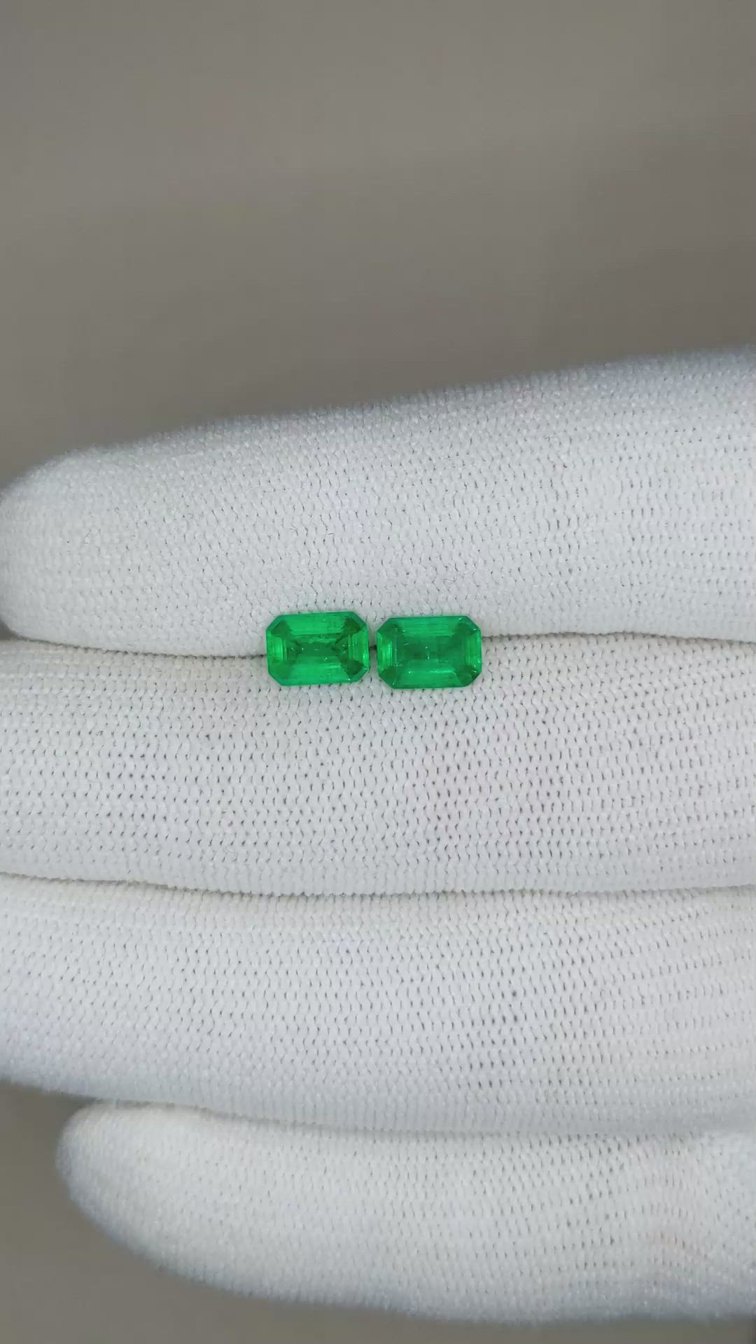 1.38 Ct.Tw.Total Carat Weight Emerald Pair from Afghanistan Size Video