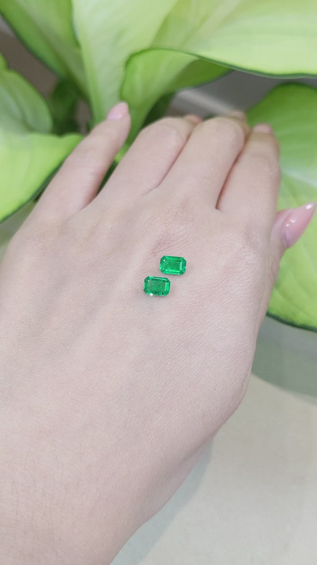 1.17 Ct.Tw.Total Carat Weight Emerald Pair from Afghanistan Size Video