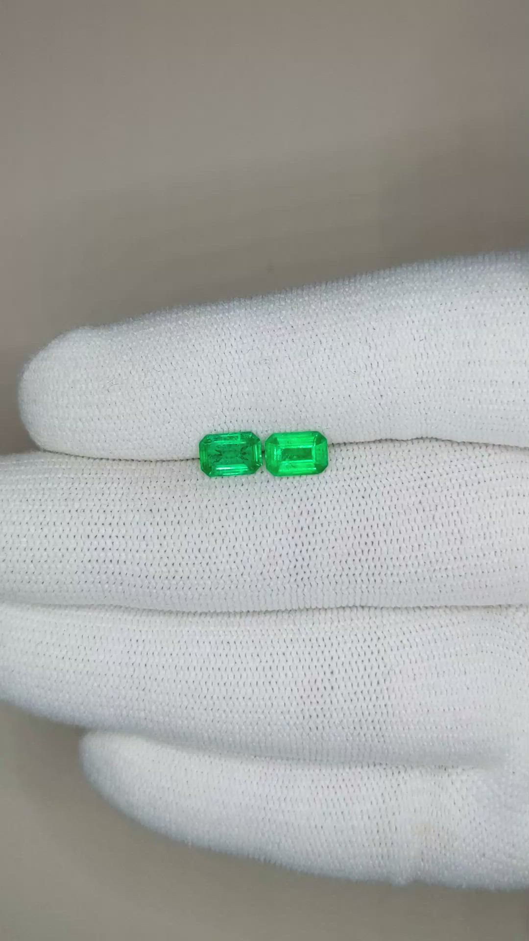 1.17 Ct.Tw.Total Carat Weight Emerald Pair from Afghanistan Size Video