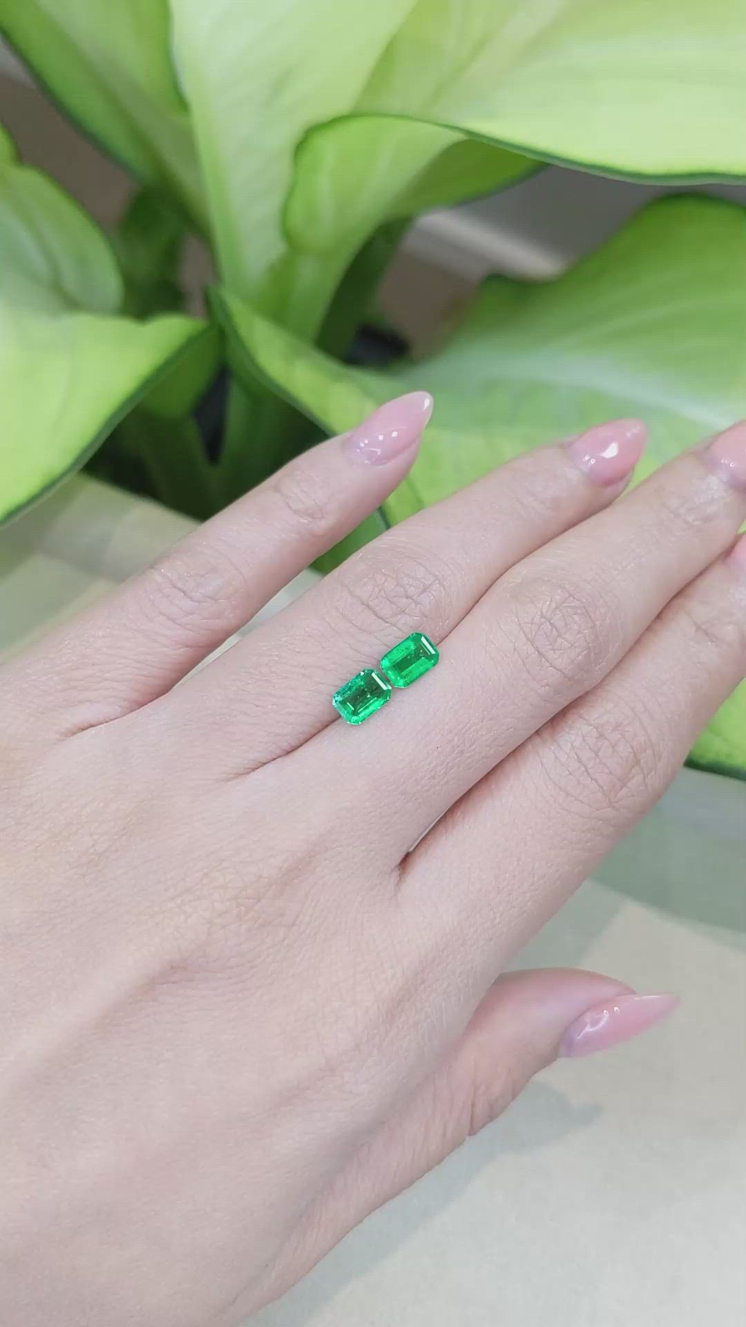 1.17 Ct.Tw.Total Carat Weight Emerald Pair from Afghanistan Size Video