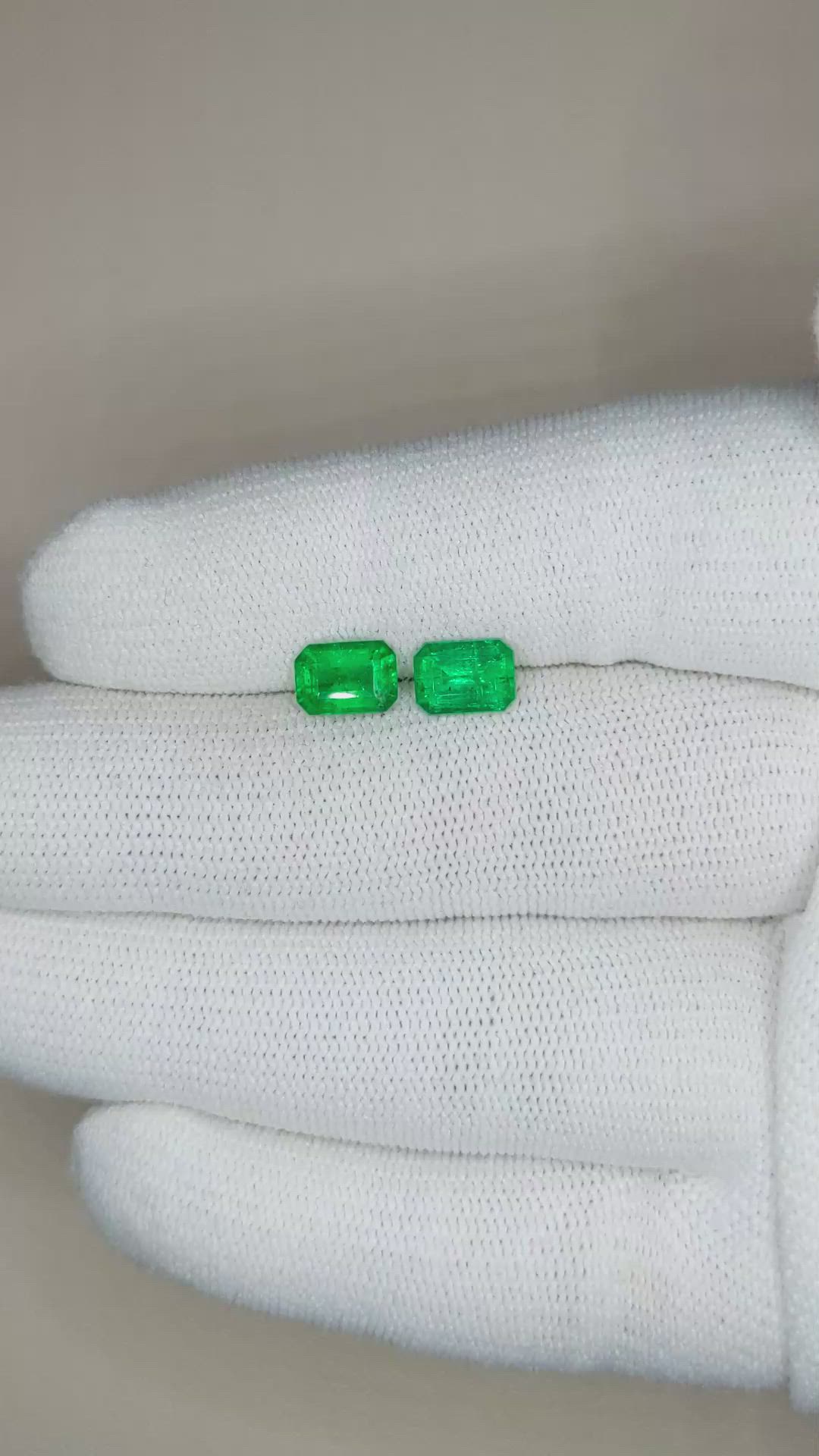 1.79 Ct.Tw.Total Carat Weight Emerald Pair from Afghanistan Size Video