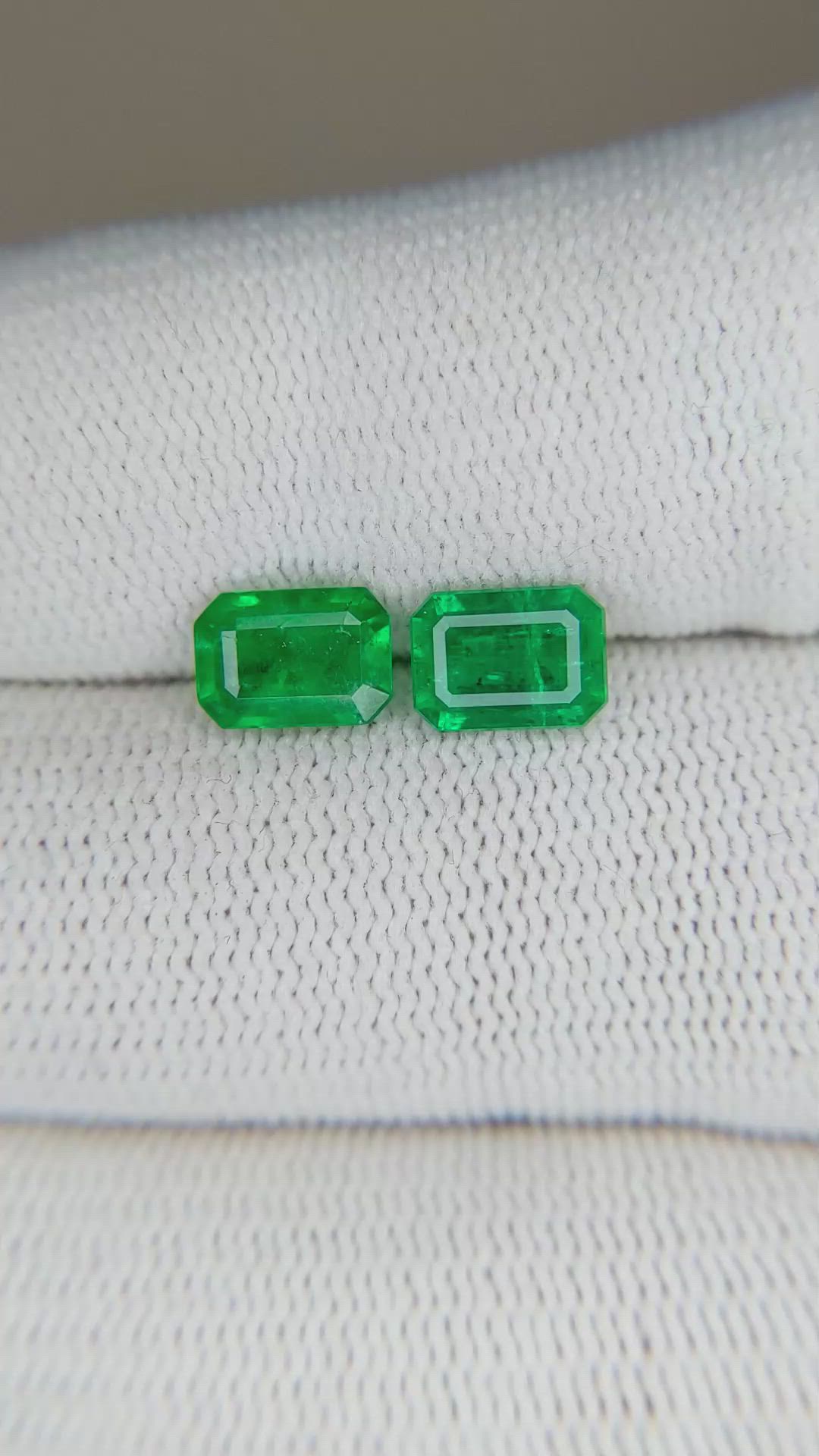 1.79 Ct.Tw.Total Carat Weight Emerald Pair from Afghanistan Size Video