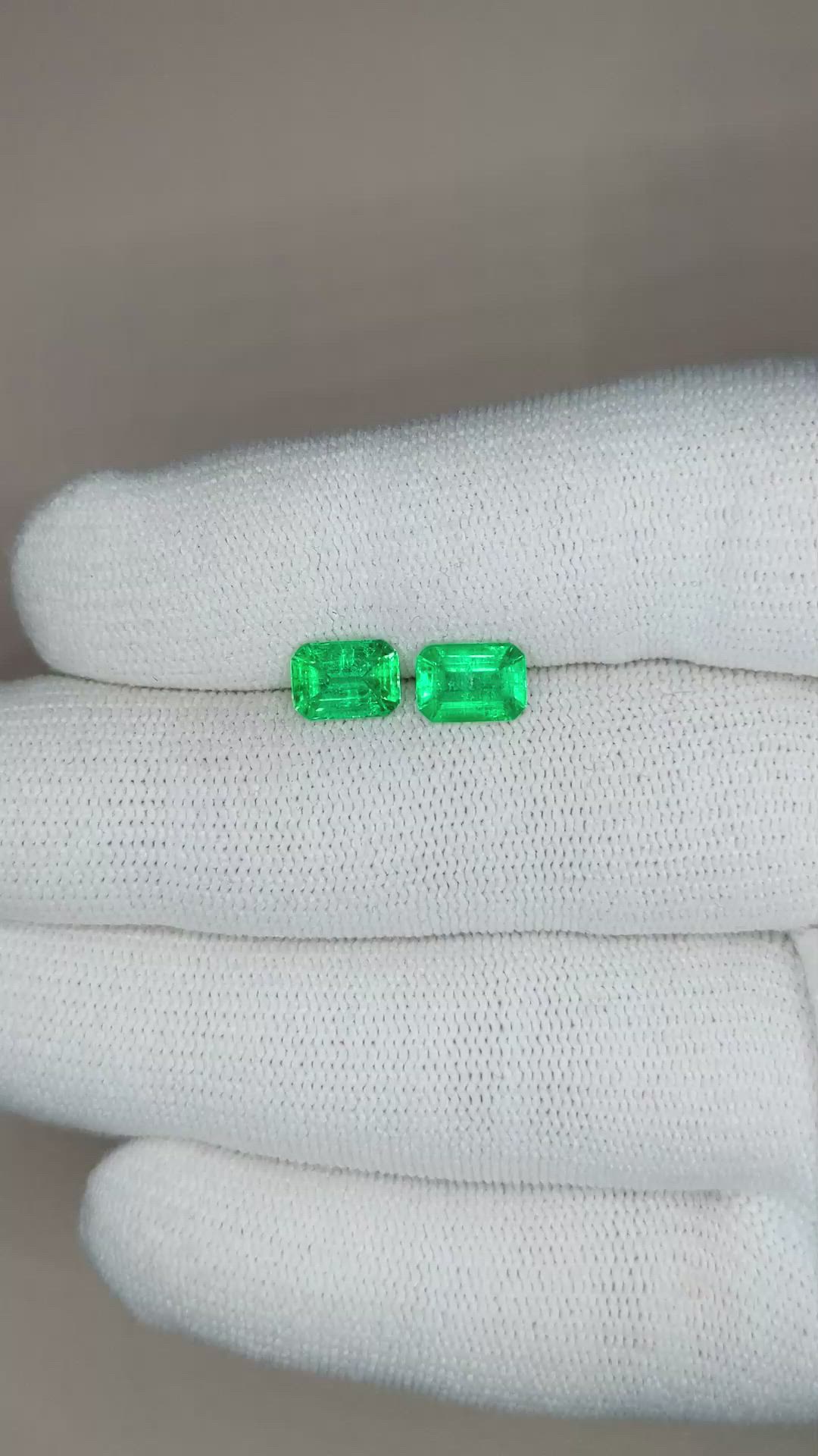 1.85 Ct.Tw.Total Carat Weight Emerald Pair from Afghanistan Size Video
