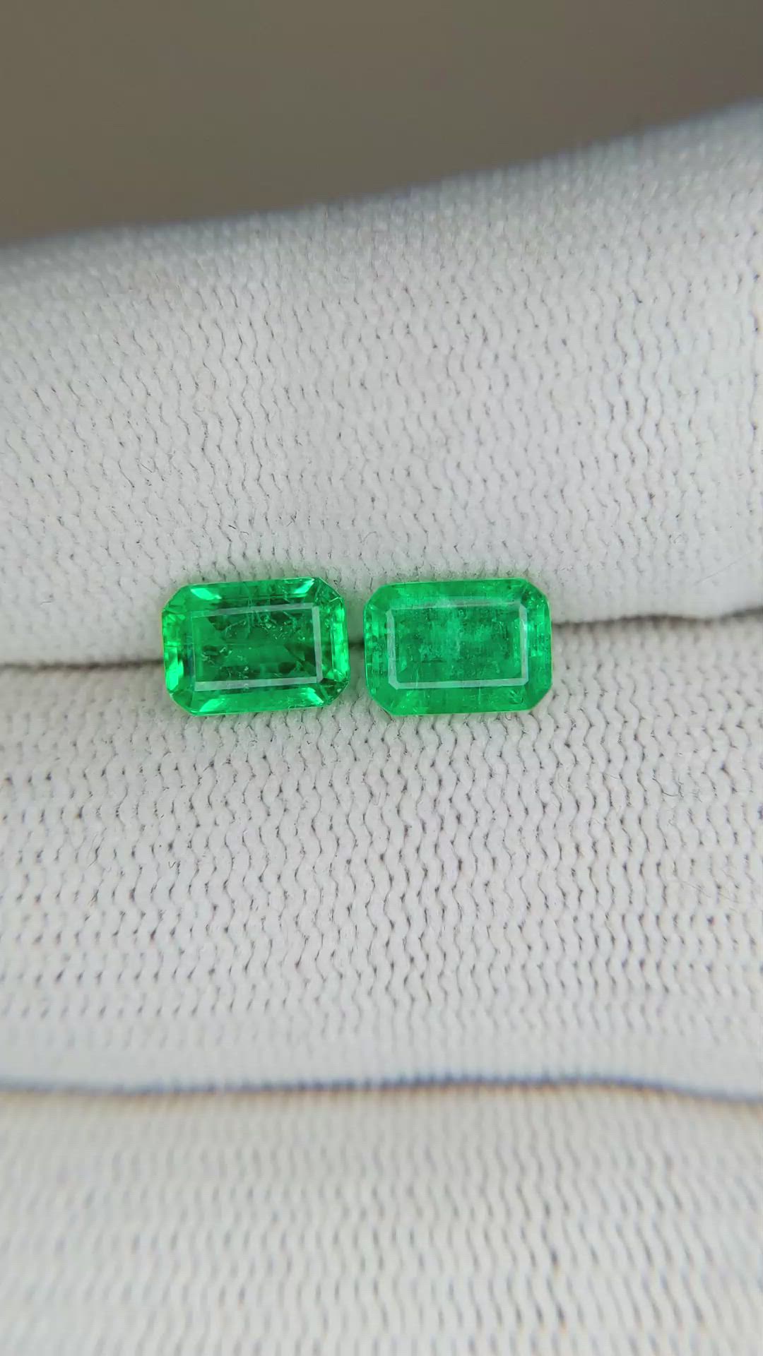 1.85 Ct.Tw.Total Carat Weight Emerald Pair from Afghanistan Size Video