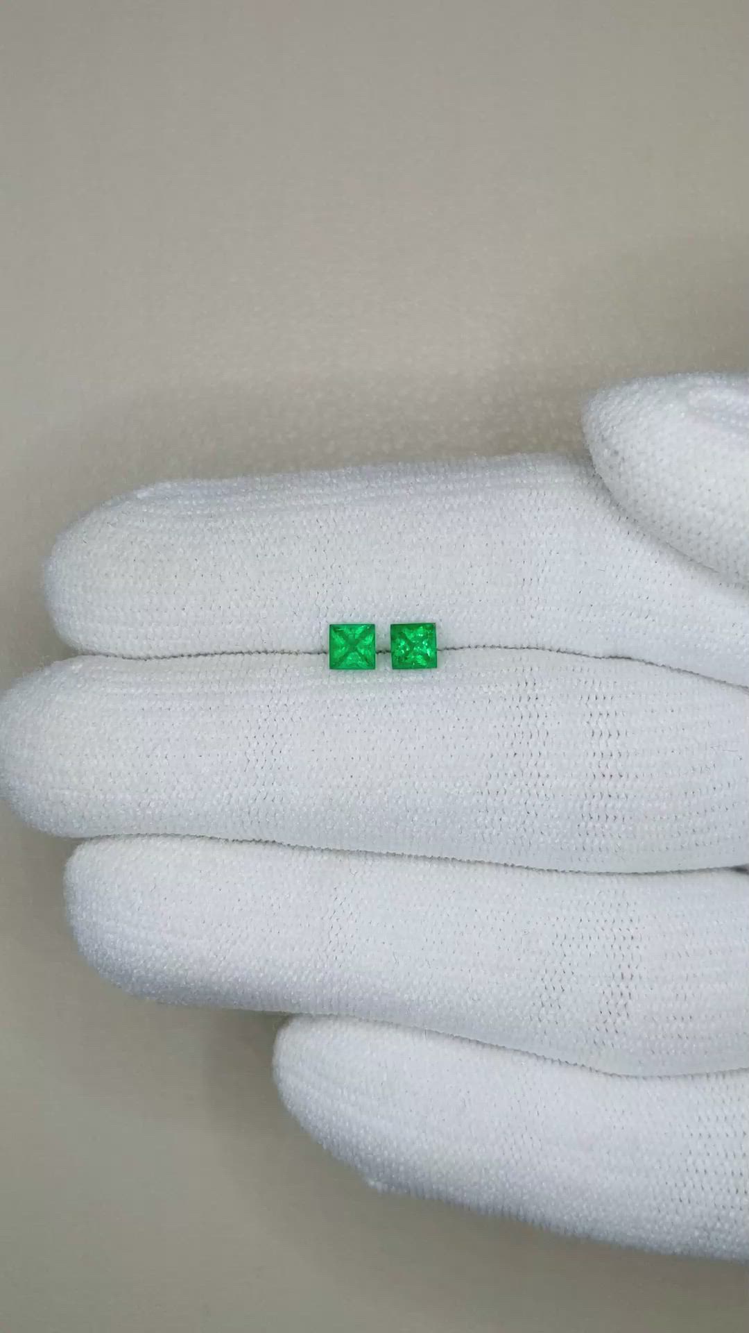 0.40 Ct.Tw.Total Carat Weight Emerald Pair from Afghanistan Size Video