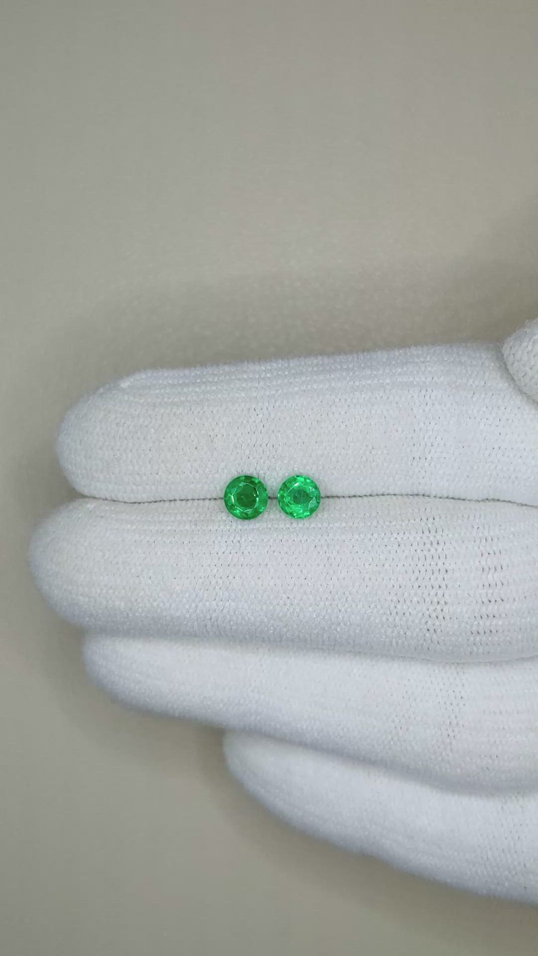 0.68&nbsp;Ct.Tw.Total Carat Weight Emerald Pair from Zambia Size Video