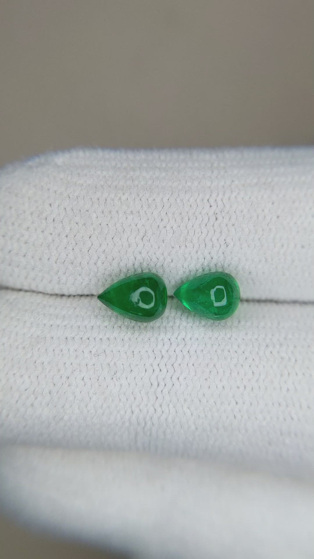 1.71&nbsp;Ct.Tw.Total Carat Weight Cabochon Emerald Pair from Afghanistan Size Video