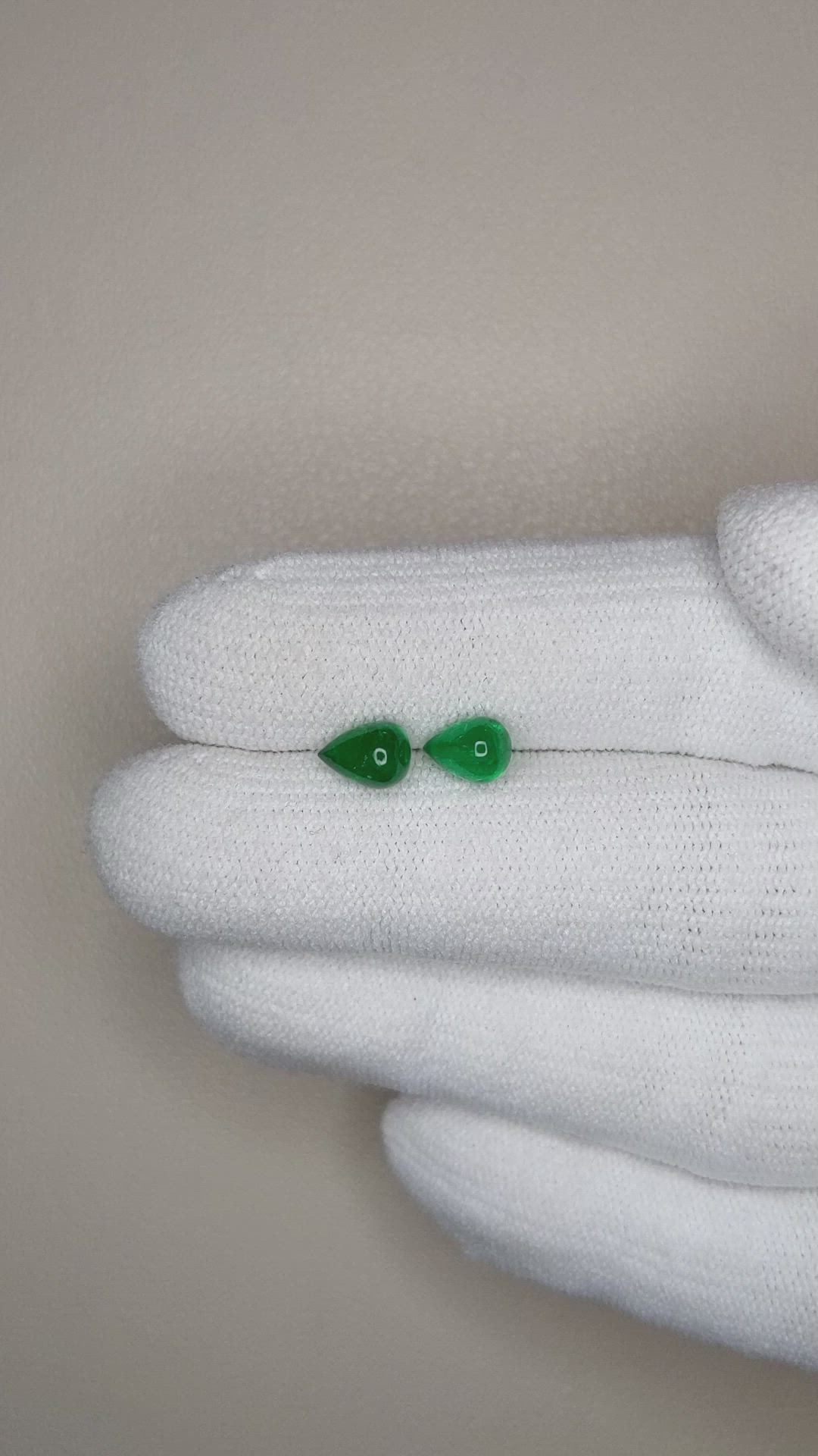 1.71&nbsp;Ct.Tw.Total Carat Weight Cabochon Emerald Pair from Afghanistan Size Video